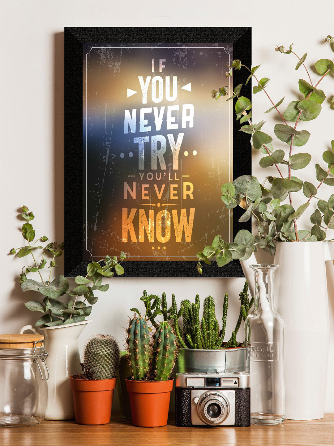 SAF Brown Motivational Quotes Premium MDF Framed Wall Art