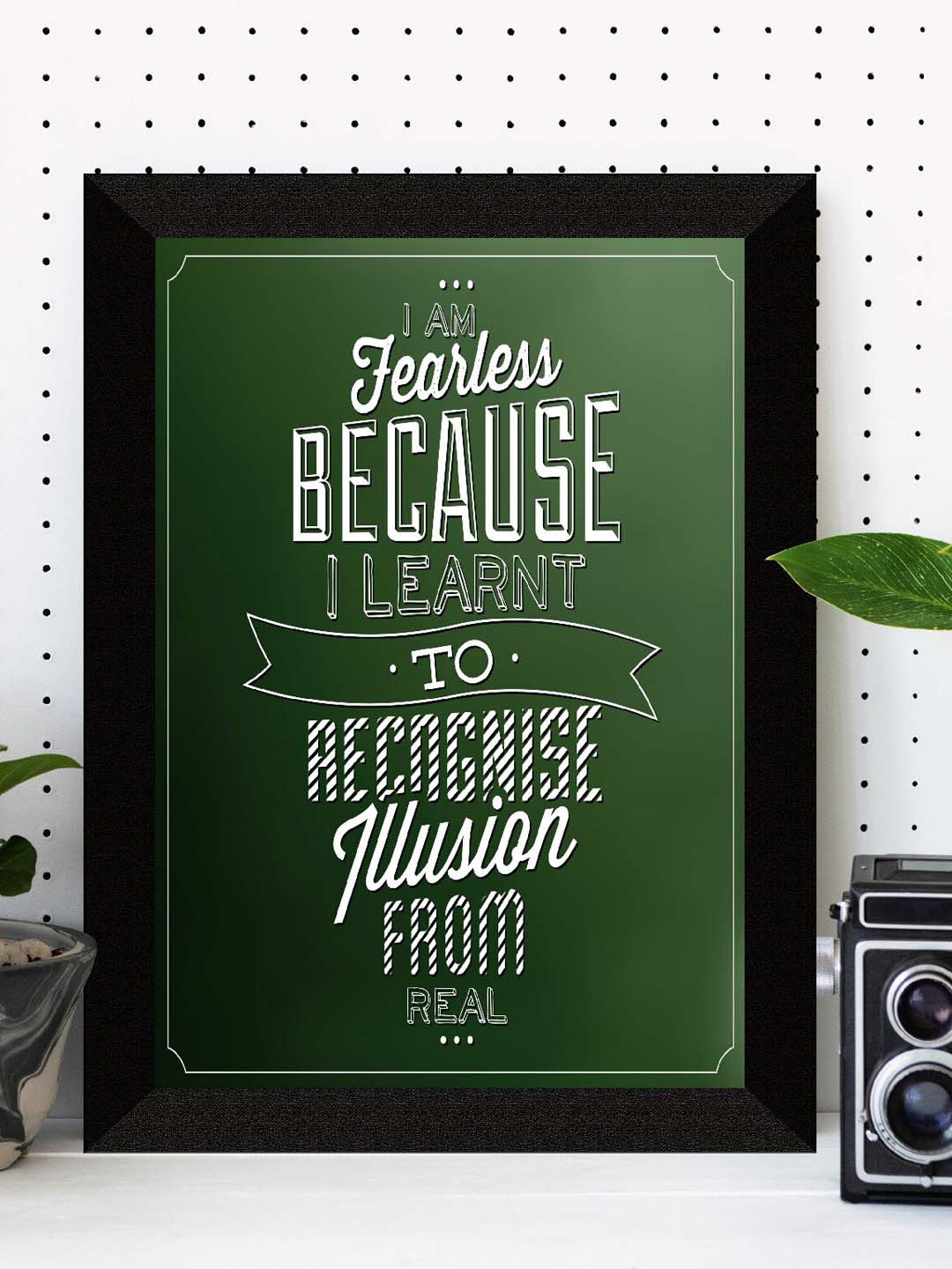 SAF Green & White Motivational Painted Premium MDF Framed UV Textured Wall Art