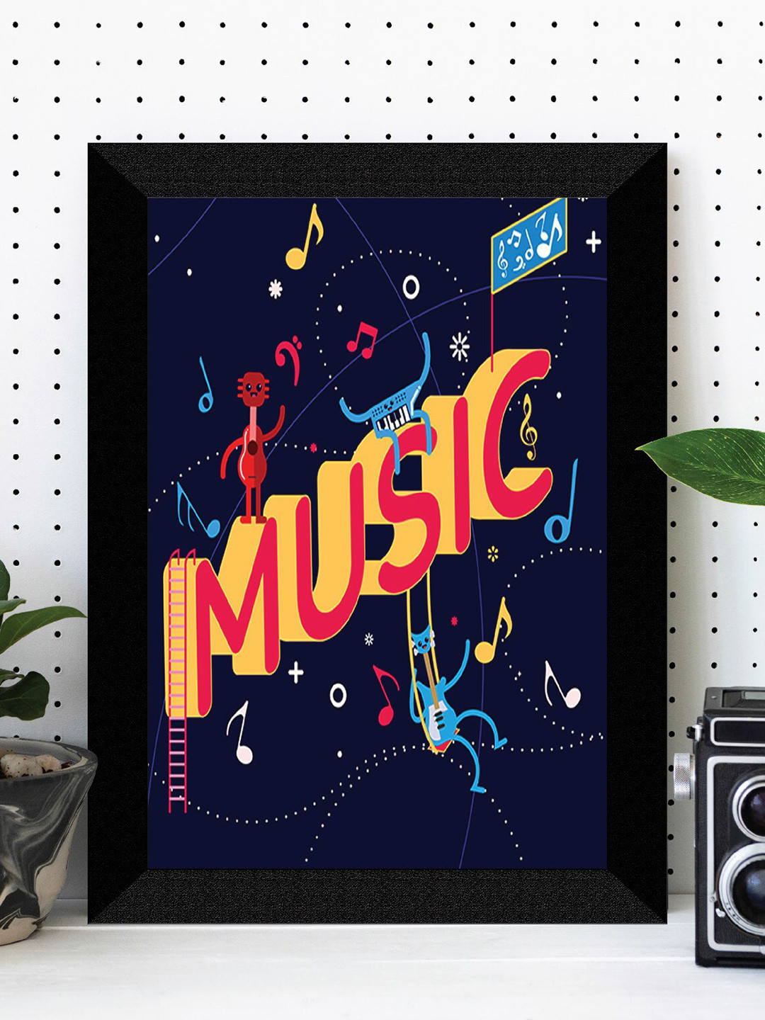 SAF Blue & Red Music Printed Premium MDF Framed UV Textured Wall Art