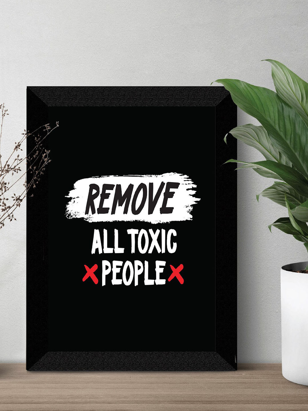 SAF Black & White Motivational Words Painted Premium MDF Framed UV Textured Wall Art