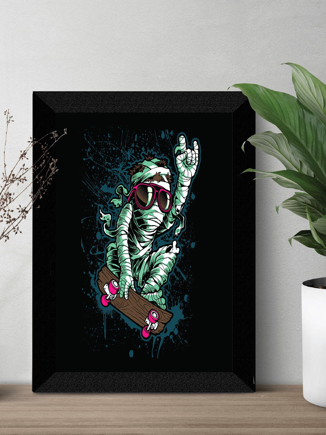 SAF Kids Black & Green Painted Premium MDF Framed UV Textured Wall Art