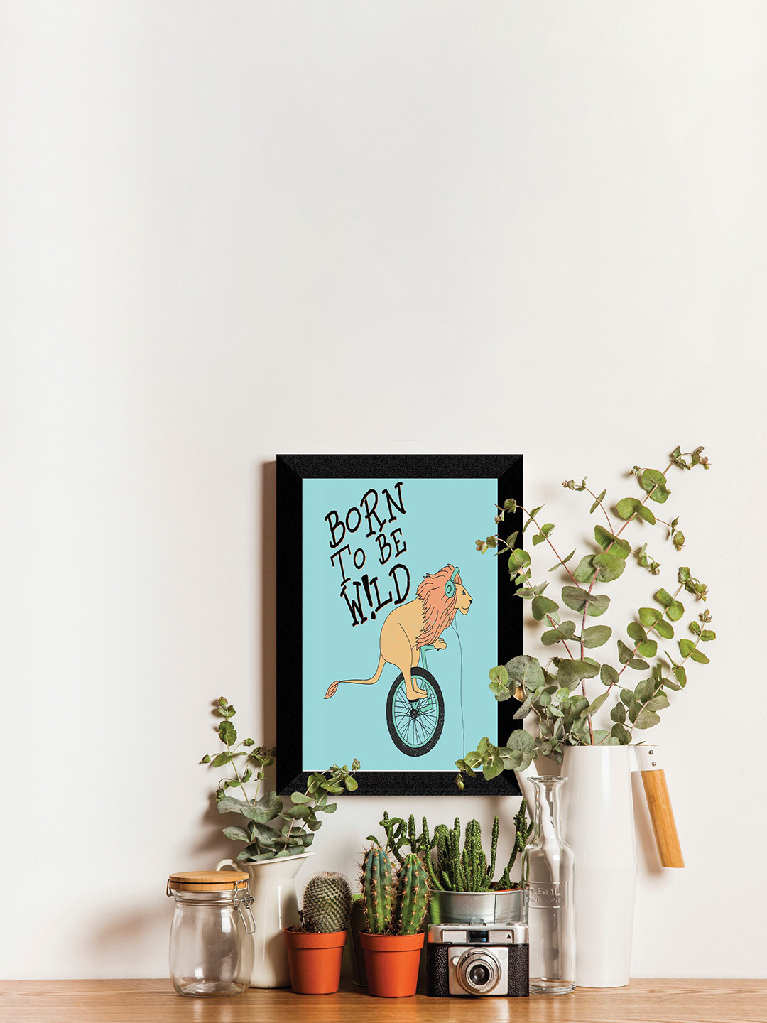 SAF Kids Blue & Black Born To Be Wild Painted Premium MDF Framed UV Textured Wall Art