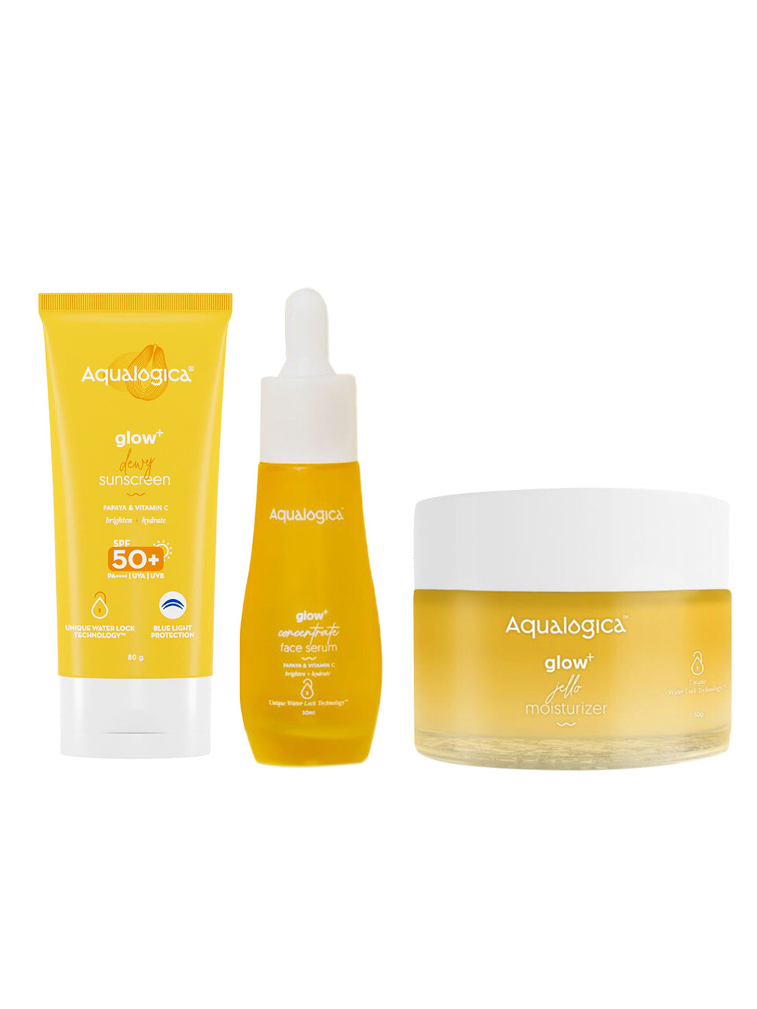 Aqualogica Bright Essentials Combo Sunscreen + Face Serum + Gel Moisturizer