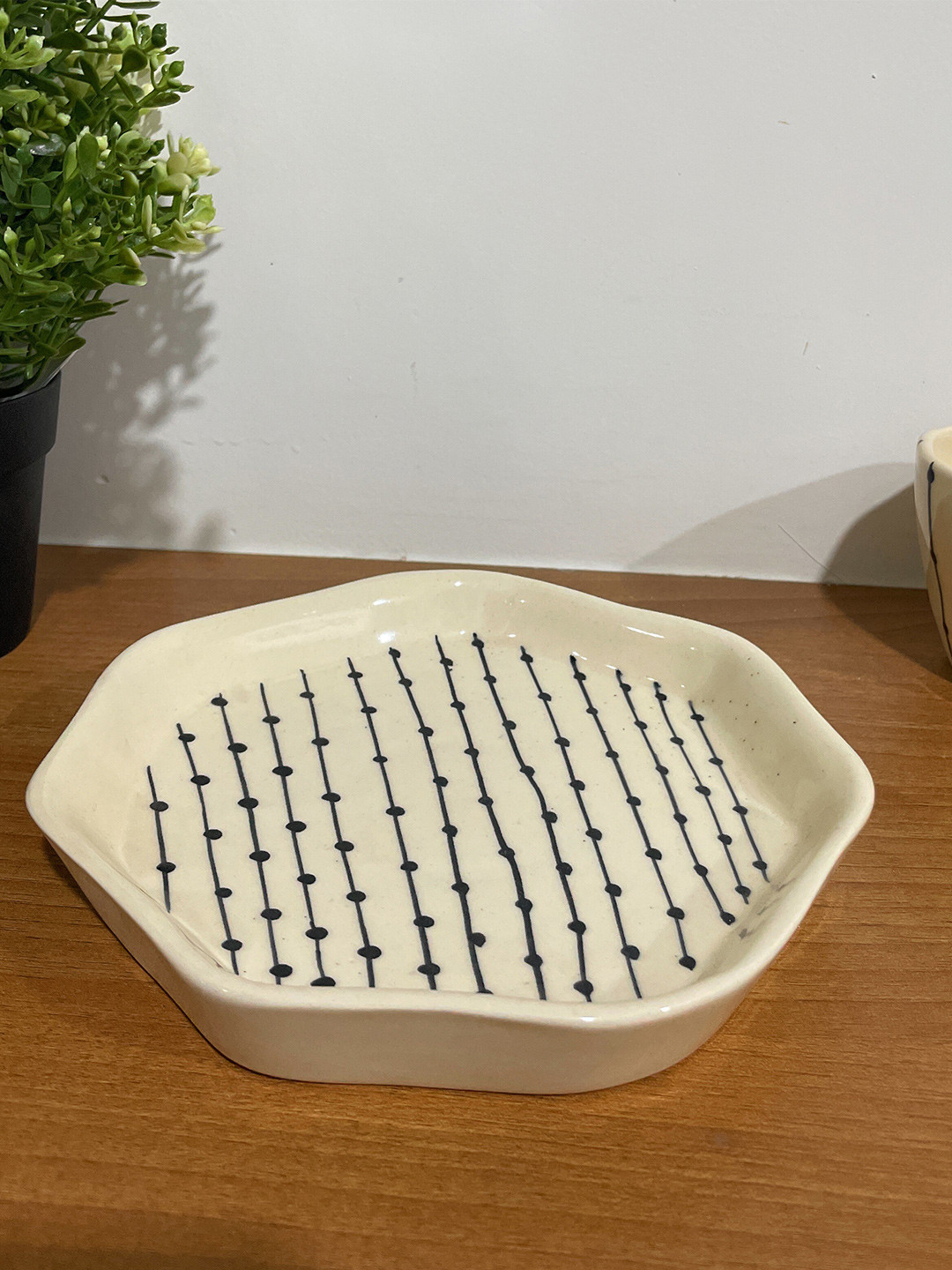 CasaTrunk Cream-Coloured Printed Ceramic Glossy Plate