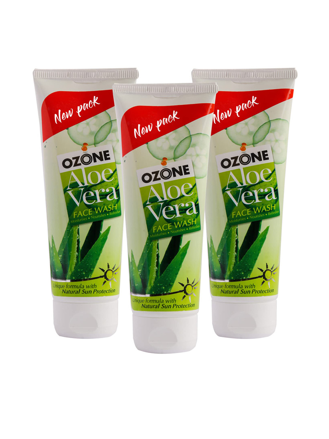 Ozone Set Of 3 Aloe Vera Face Wash with Cucumber & Turmeric - 100ml each