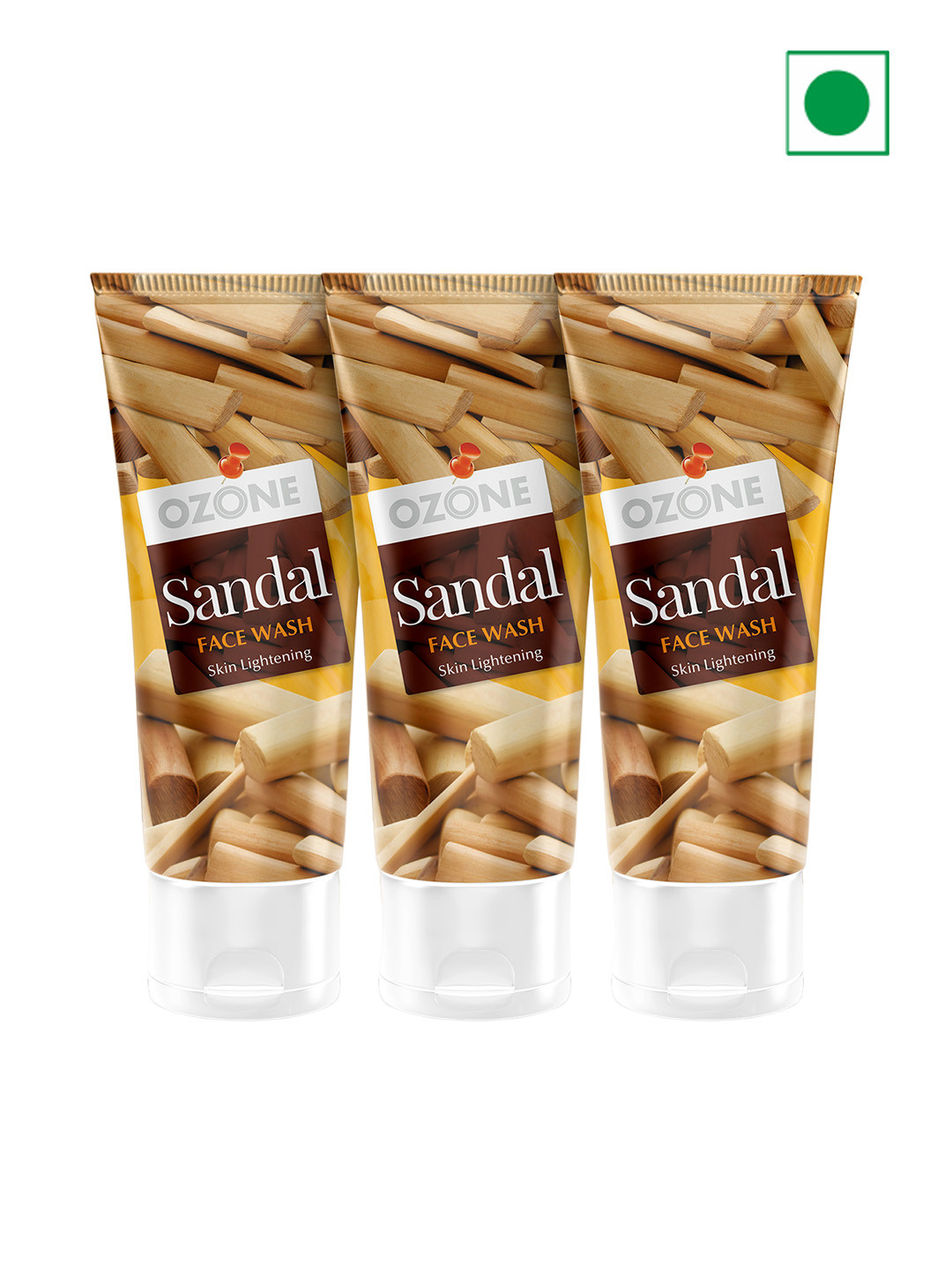 Ozone Set Of 3 Sandal Face Wash with Aloe Vera & Cucumber for Skin Lightening - 60ml each