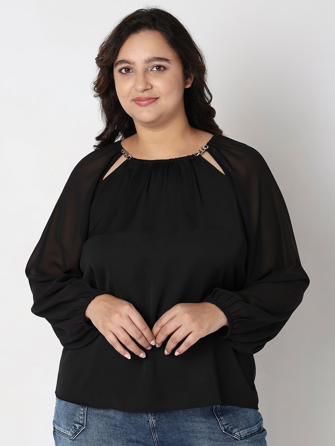 VERO MODA CURVE Round Neck Cut Out Top