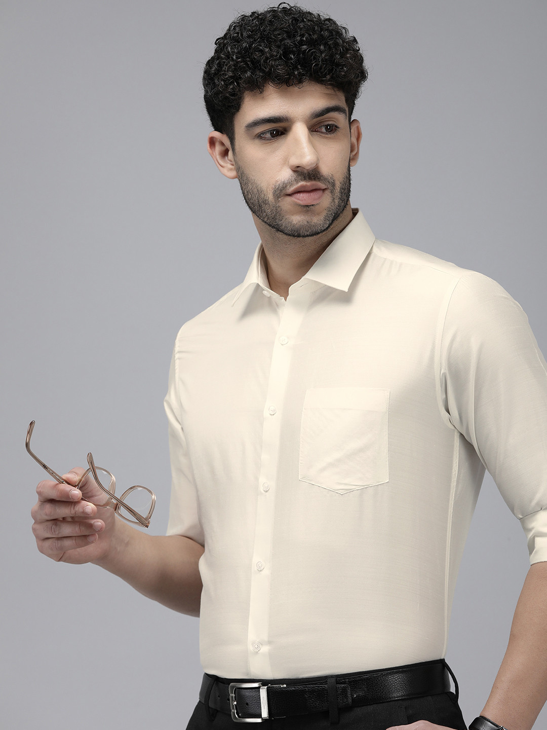 Van Heusen Men Pure Silk Custom Fit Formal Shirt