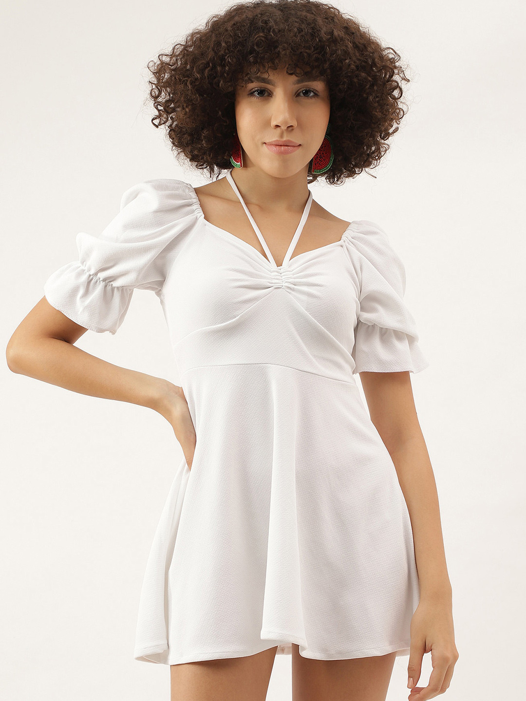 AAHWAN Ruched Mini Dress Fit & Flare Dress