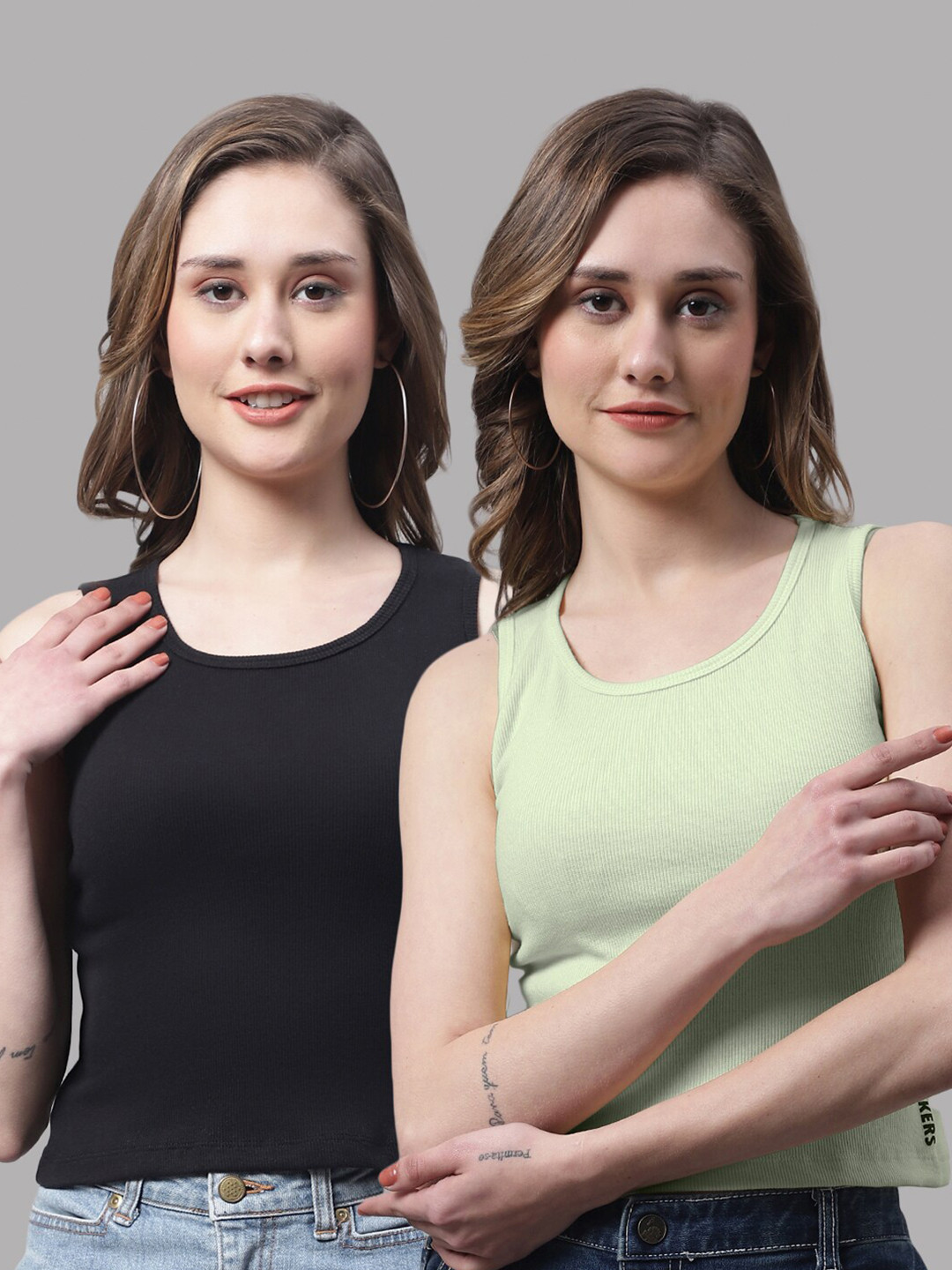 FBAR Black Pack Of 2 Cotton Tank Tops