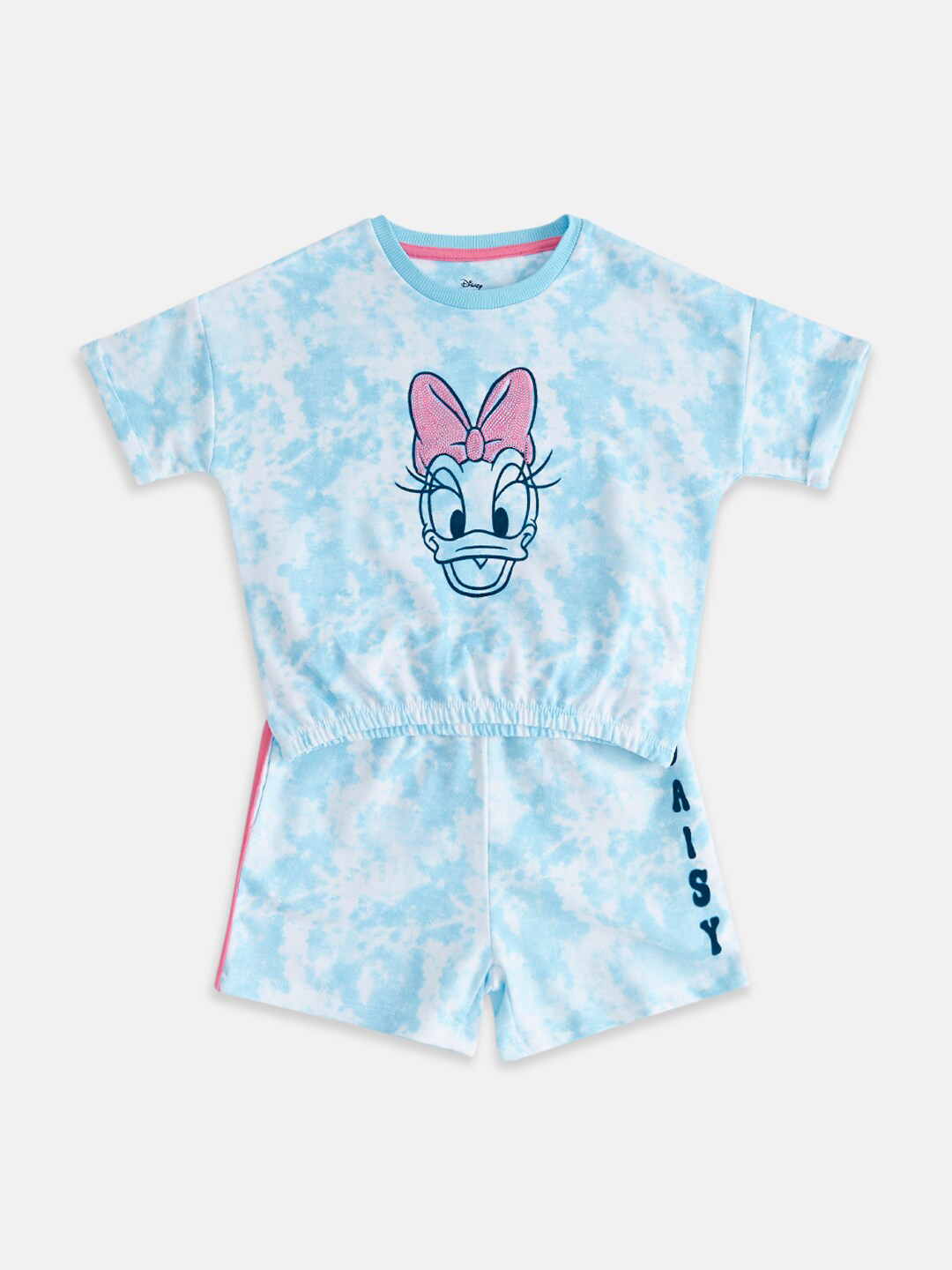 Pantaloons Junior Girls Daisy Duck Dyed Top with Shorts