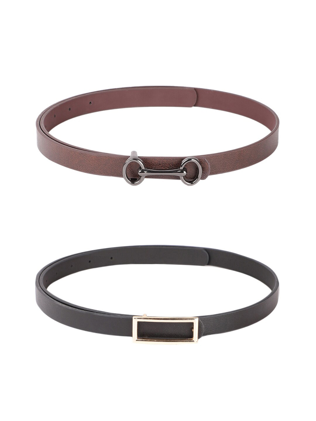 CRUSSET Girls Set of 2 Textured Casual Belt with Push Pin Closure