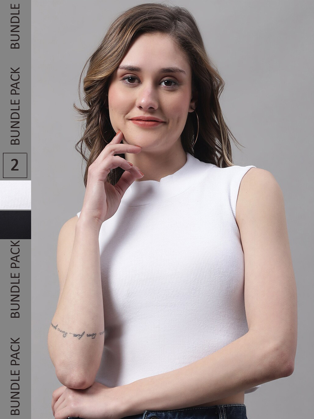 FBAR Pack Of 2 High Neck Cotton Crop Tops