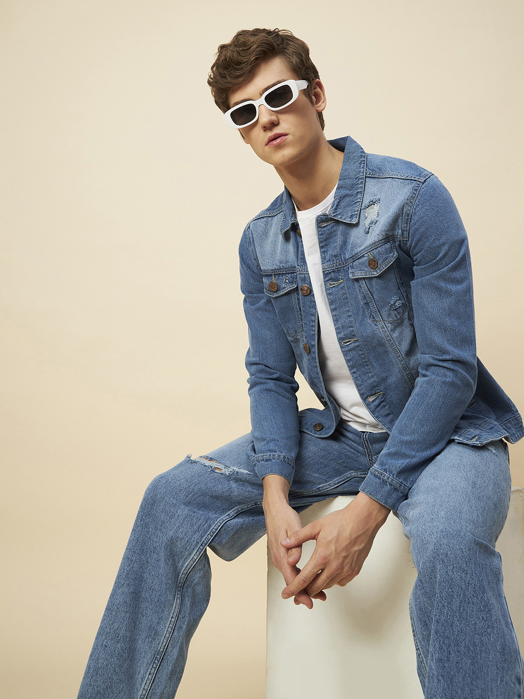 High Star Washed Pure Cotton Denim Jacket