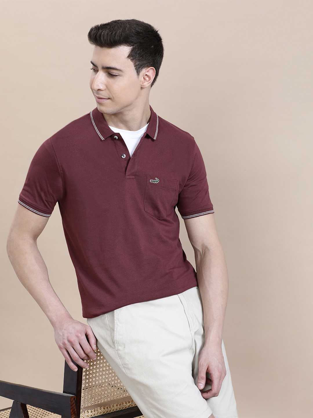 Crocodile Polo Collar Slim Fit Cotton T-shirt