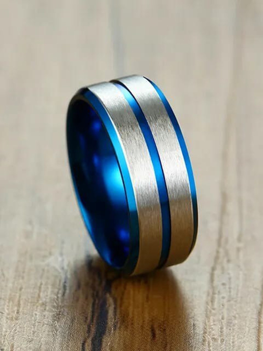 VIEN Striped Titanium Steel Ring