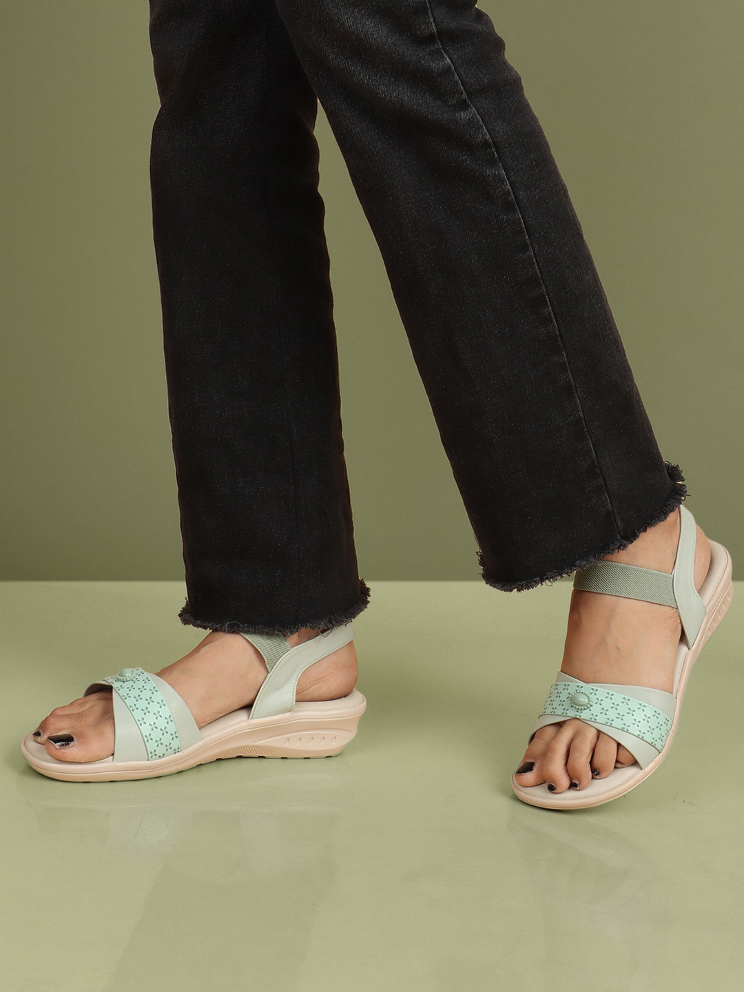 ICONICS Laser Cut Open Toe Comfort Heels