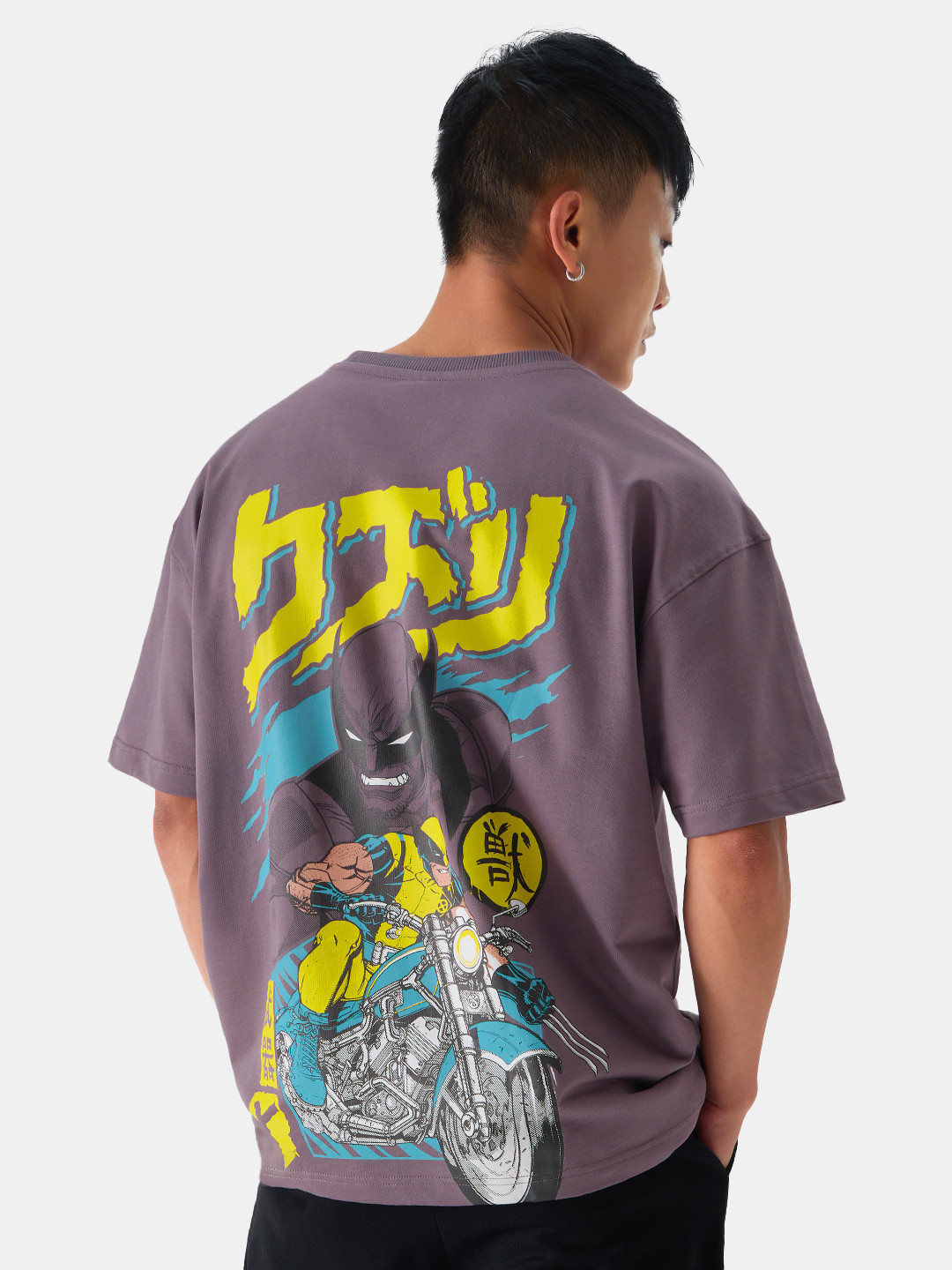 The Souled Store Grey Graphic Printed Cotton Oversized T-shirt