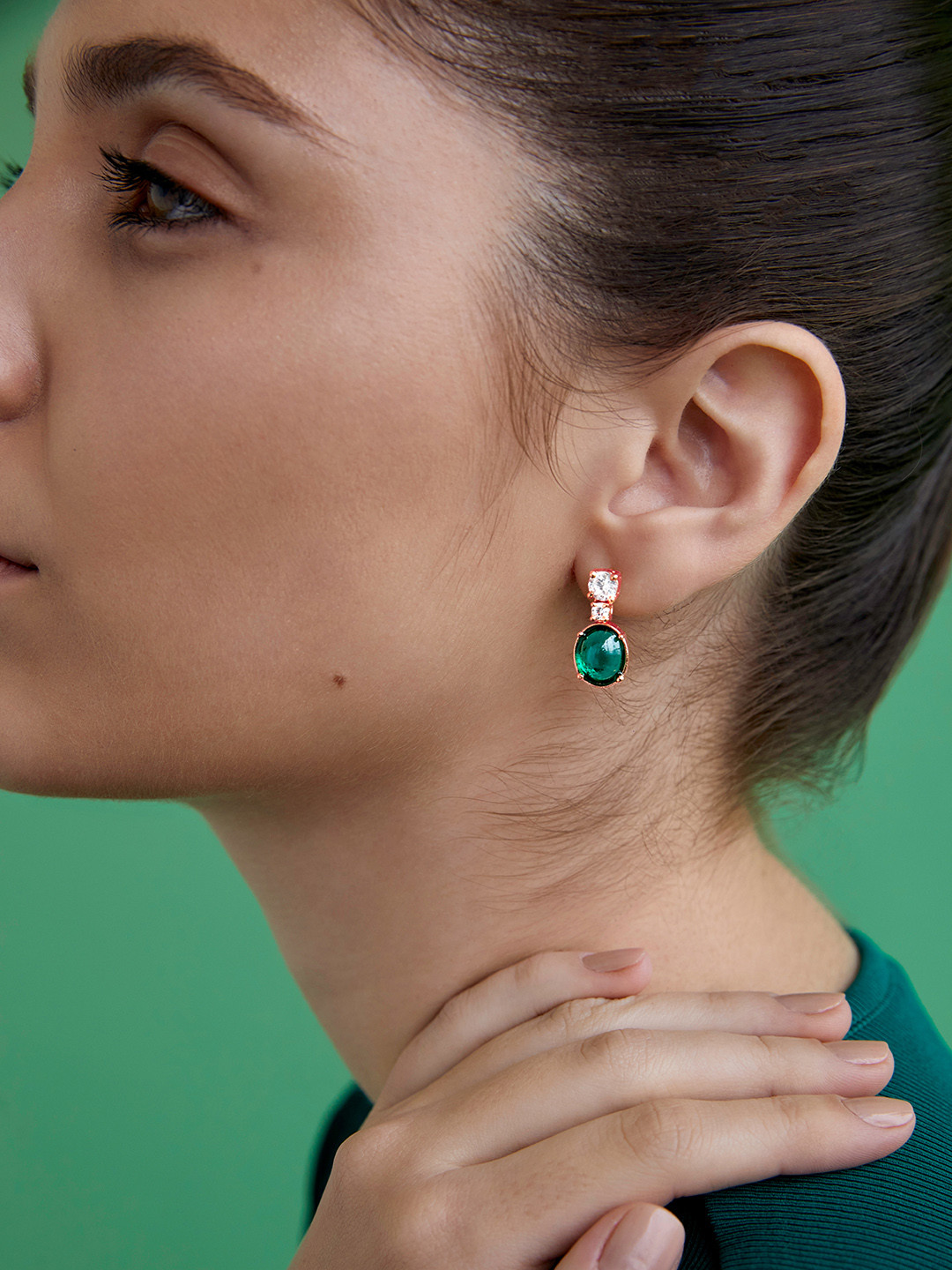 AIKA BY MINUTIAE Rose Gold-Plated Oval Drop Earrings