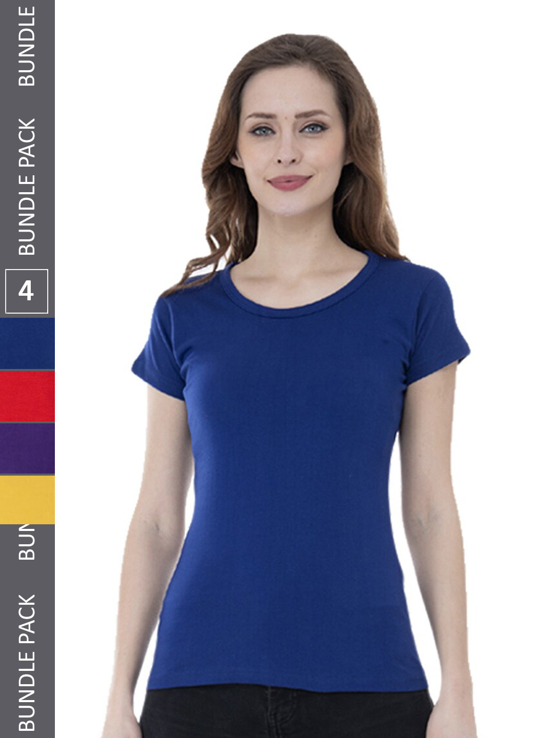 IndiWeaves Pack Of 4 Round Neck Pure Cotton T-shirt