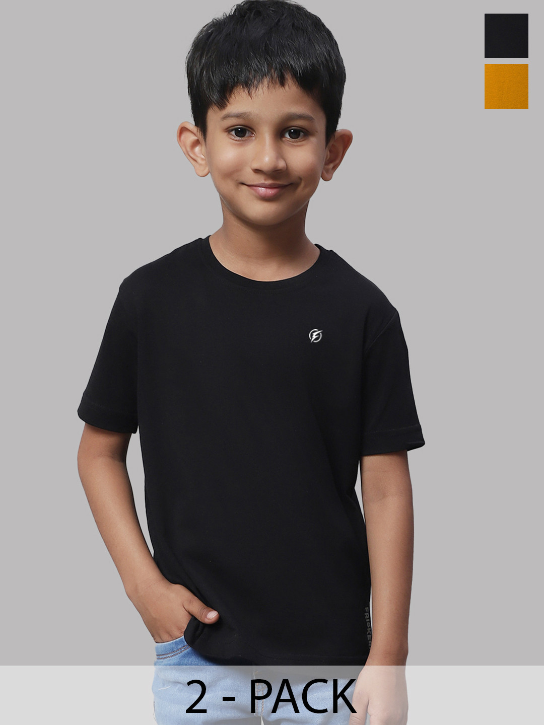 Friskers Boys Black 2 Pockets T-shirt