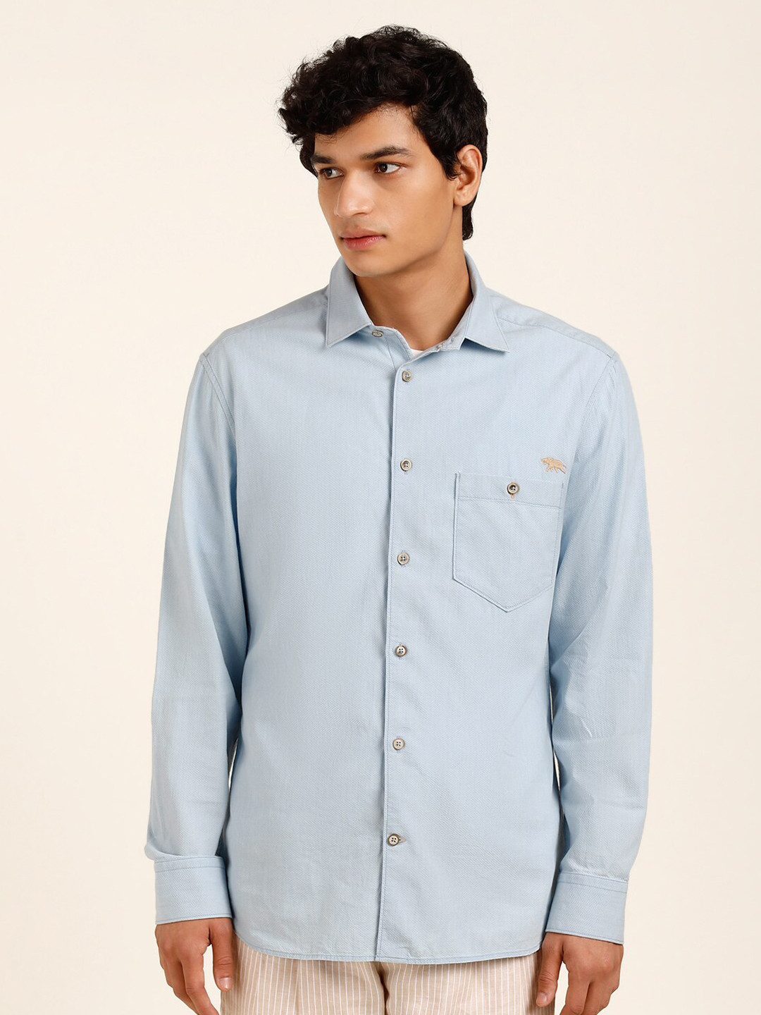 Andamen Men Periwinkle Indigo Cotton Casual Shirt
