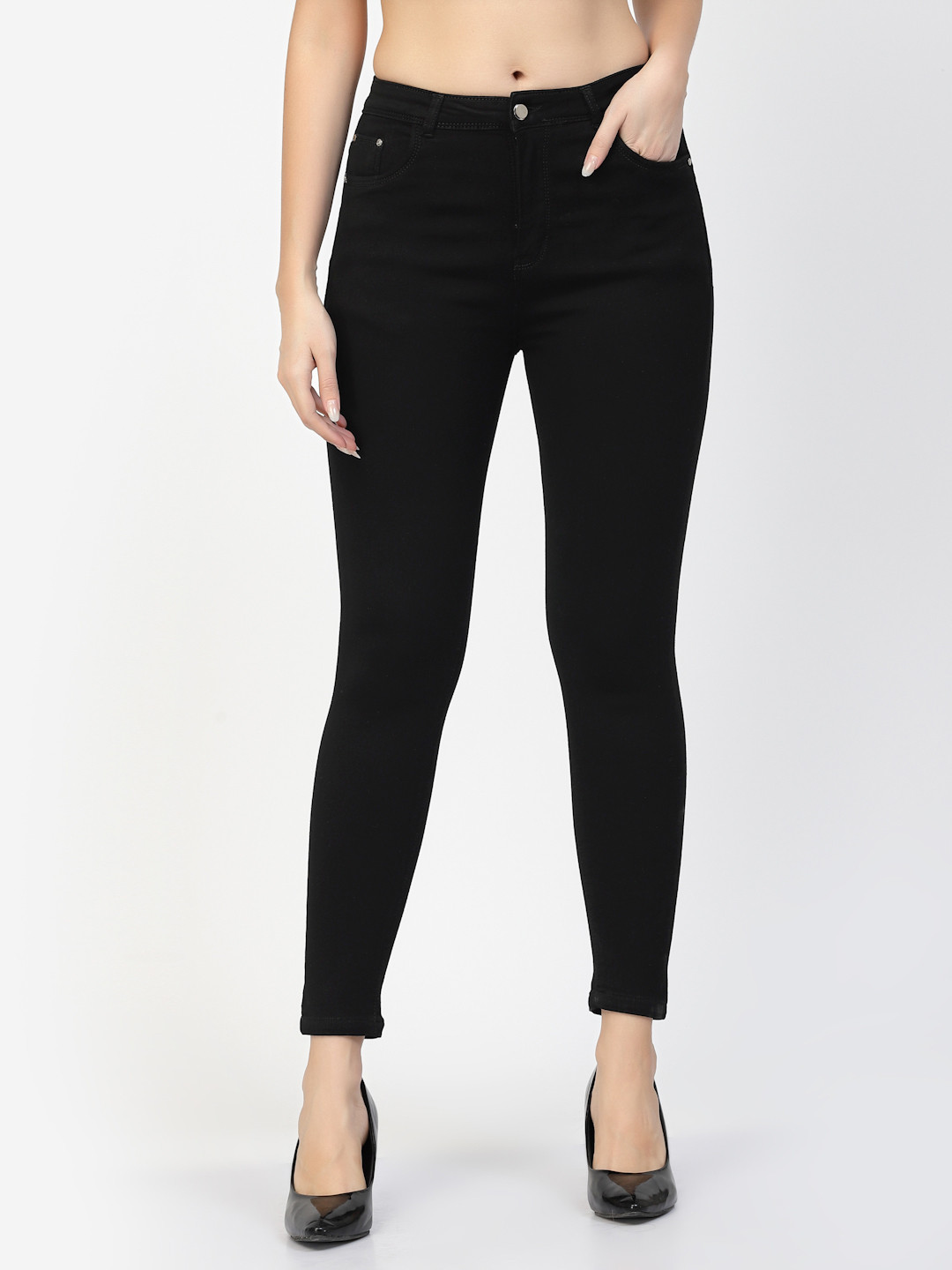 Westwood  Black Solid Stretchable Denim Jeggings