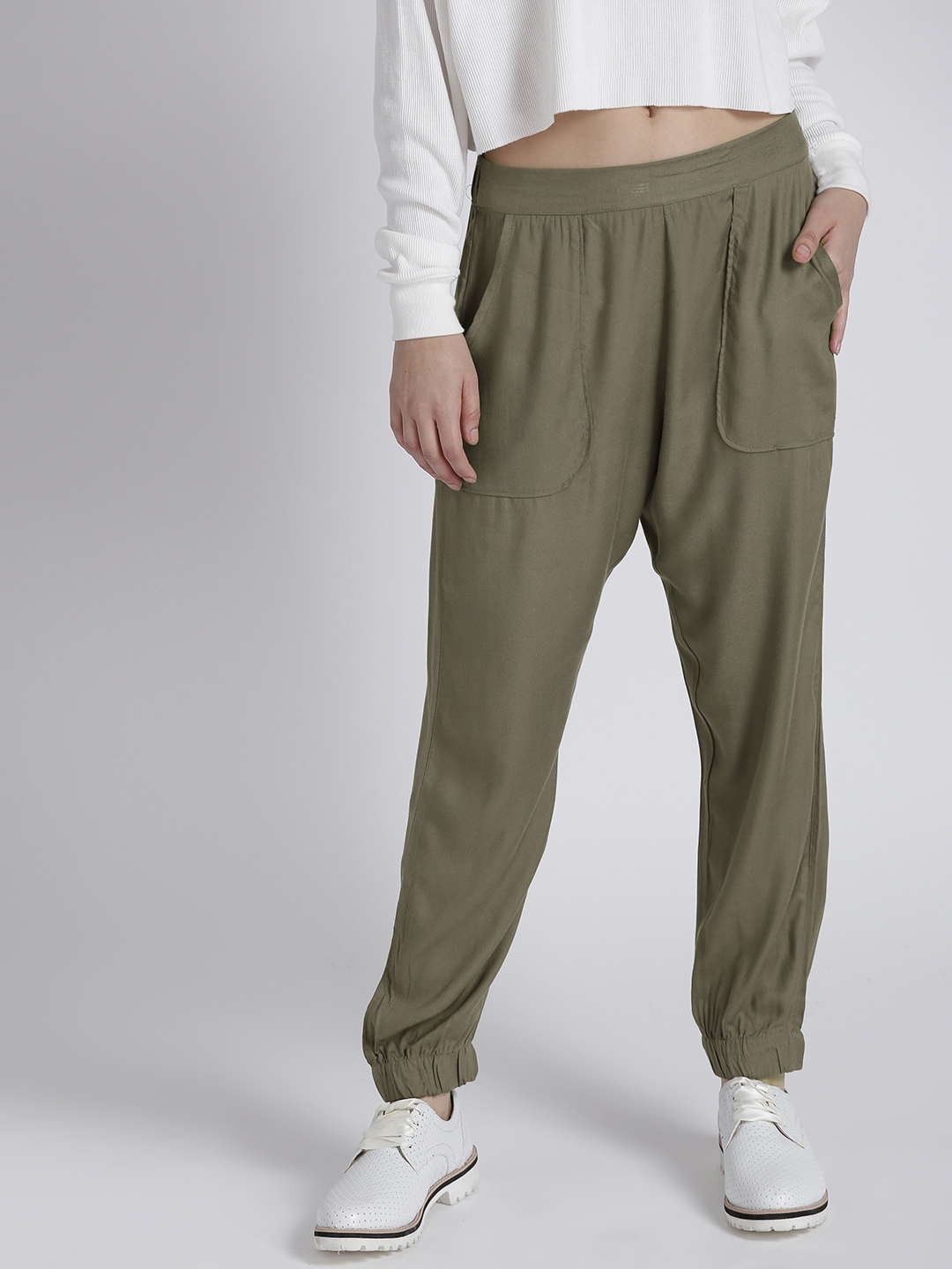 olive green jogger pants womens