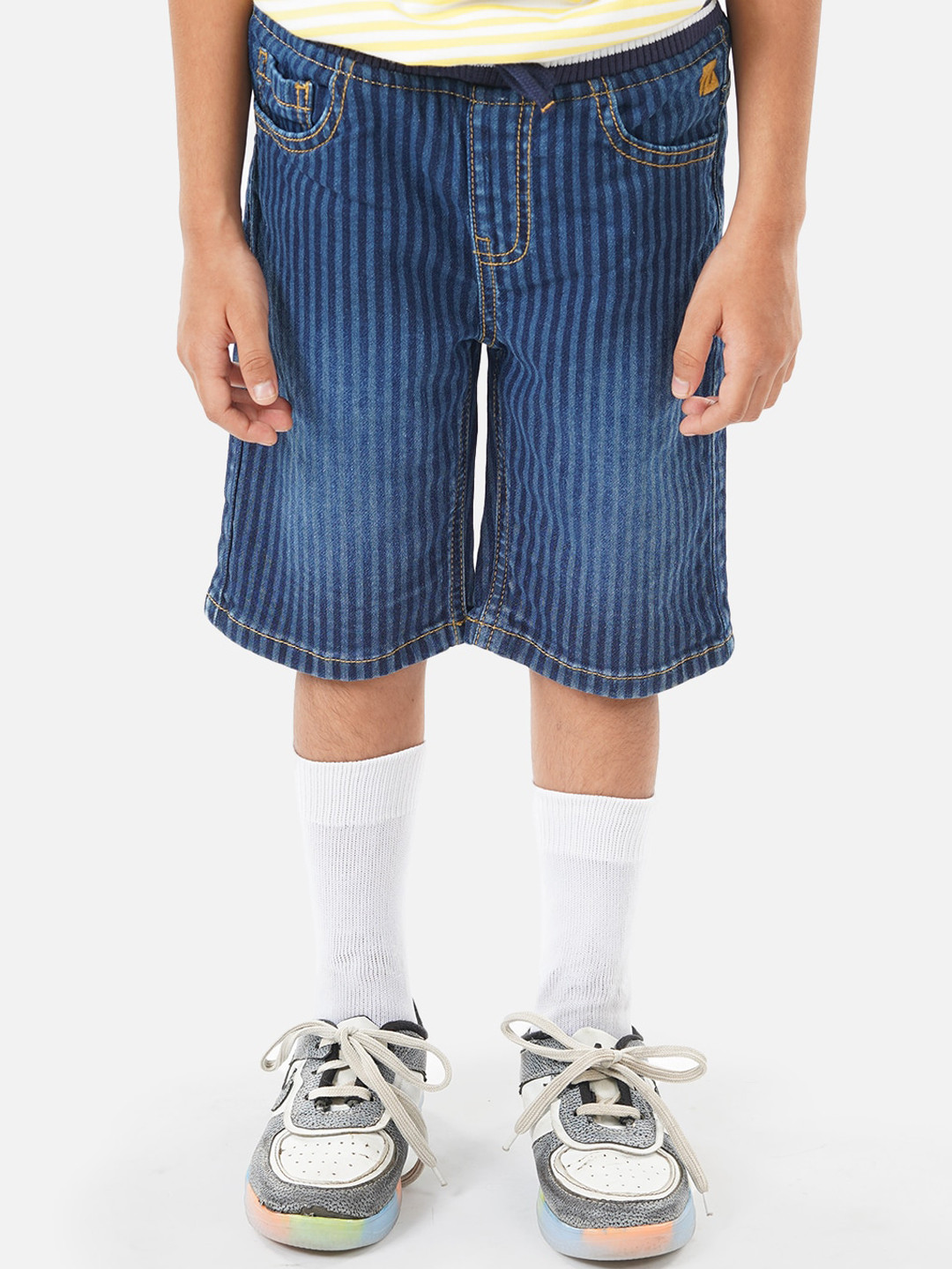 Zalio Boys Striped Pure Cotton Denim Shorts