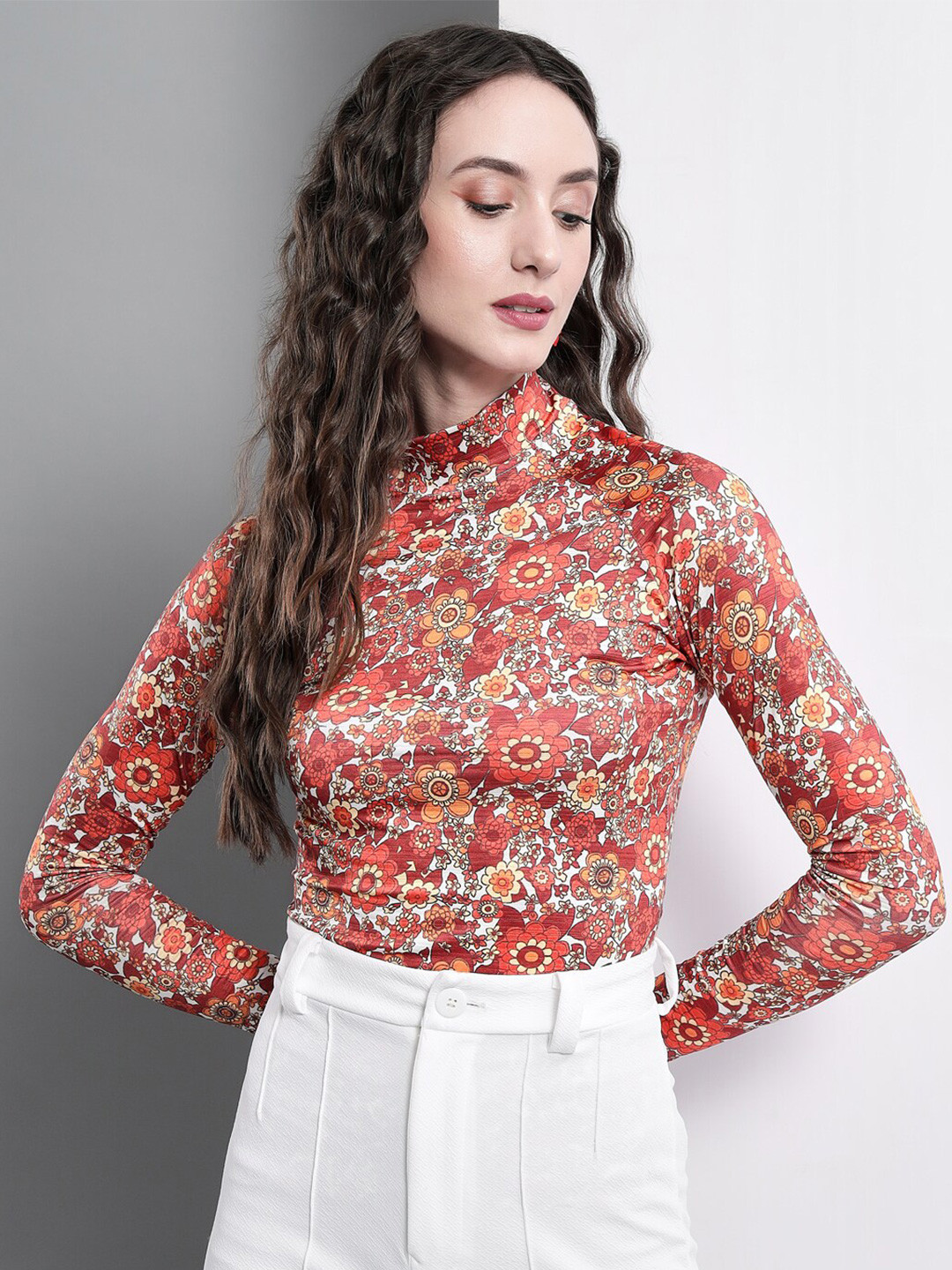 BAESD Floral Printed Fitted Top