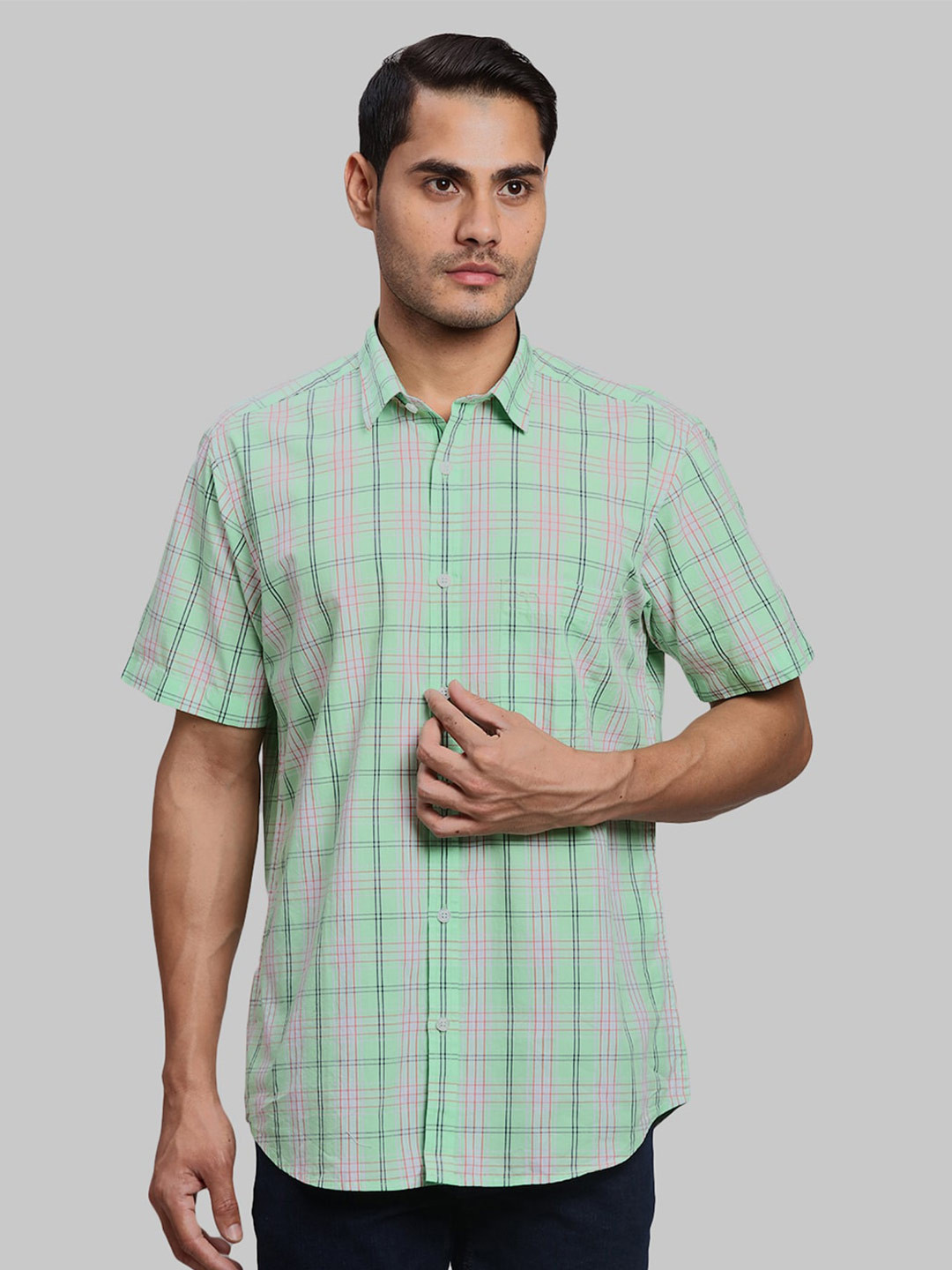 ColorPlus Opaque Checked Cotton Casual Shirt