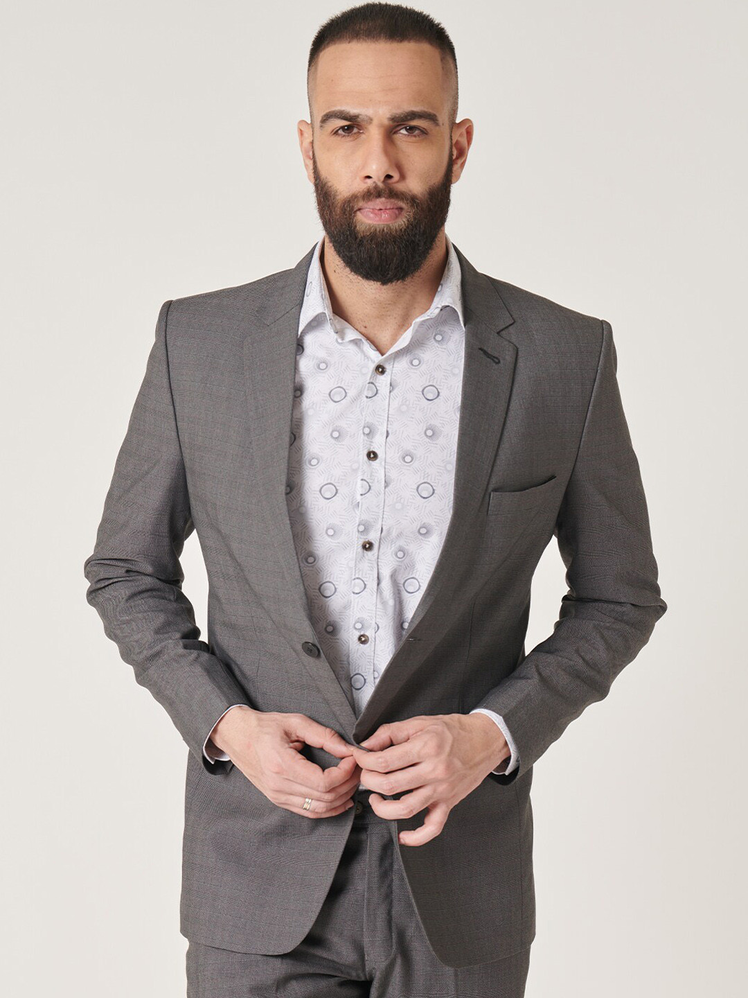 MR BUTTON Checked Notched Lapel Collar Single Breasted Blazers
