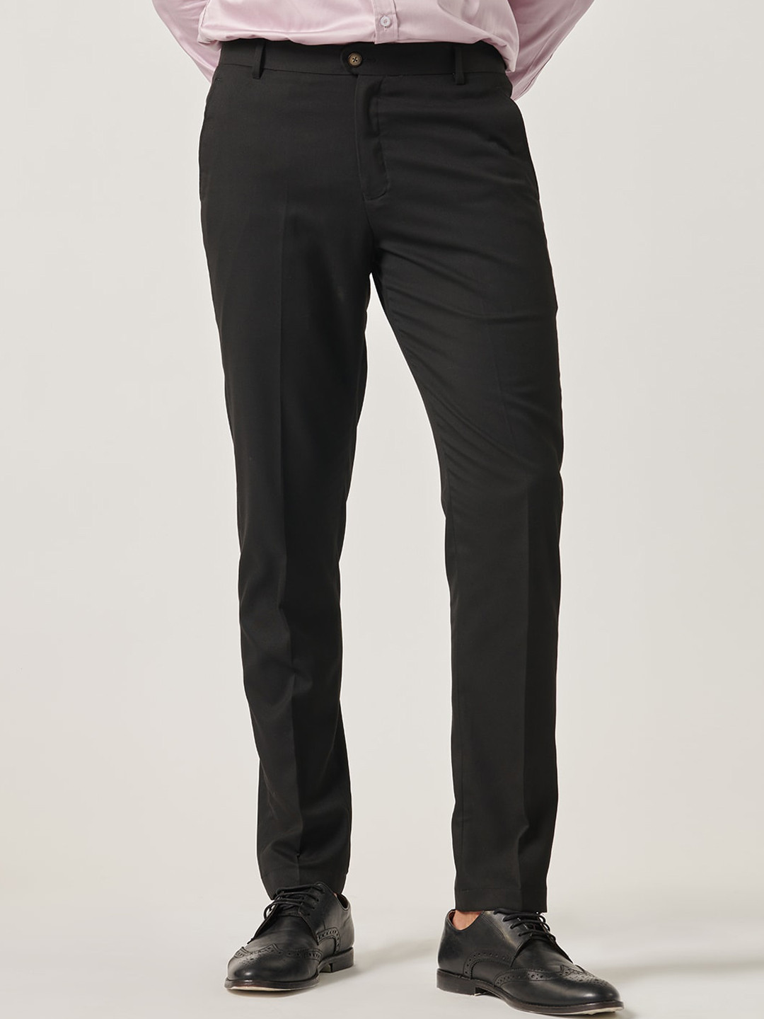 MR BUTTON Men Slim Fit Formal Trousers