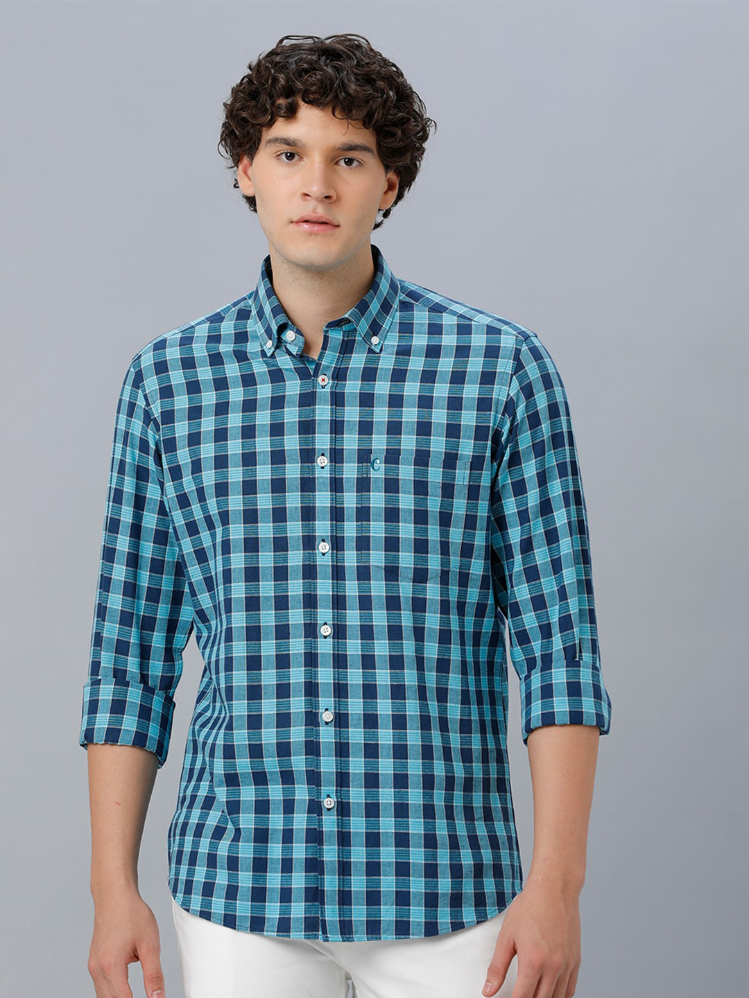 CAVALLO by Linen Club Buffalo Checked Linen Cotton Casual Shirt