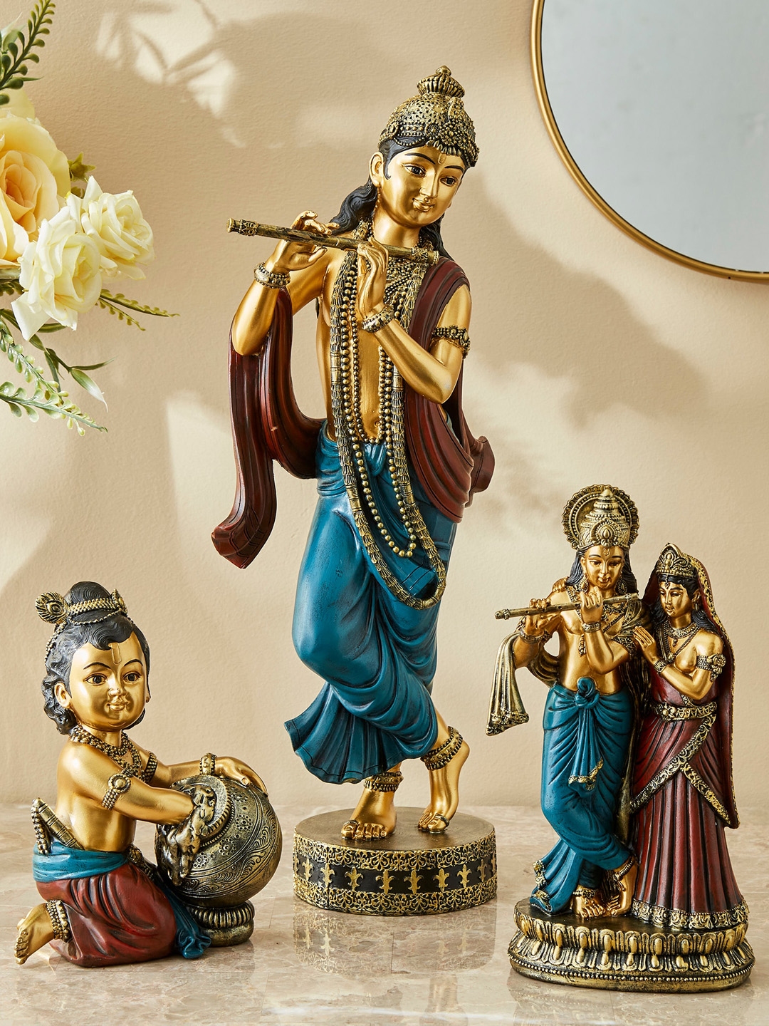 Buy Home Centre Blue Alpana Polyresin Krishna With Jar Figurine -  Showpieces for Unisex 23411162