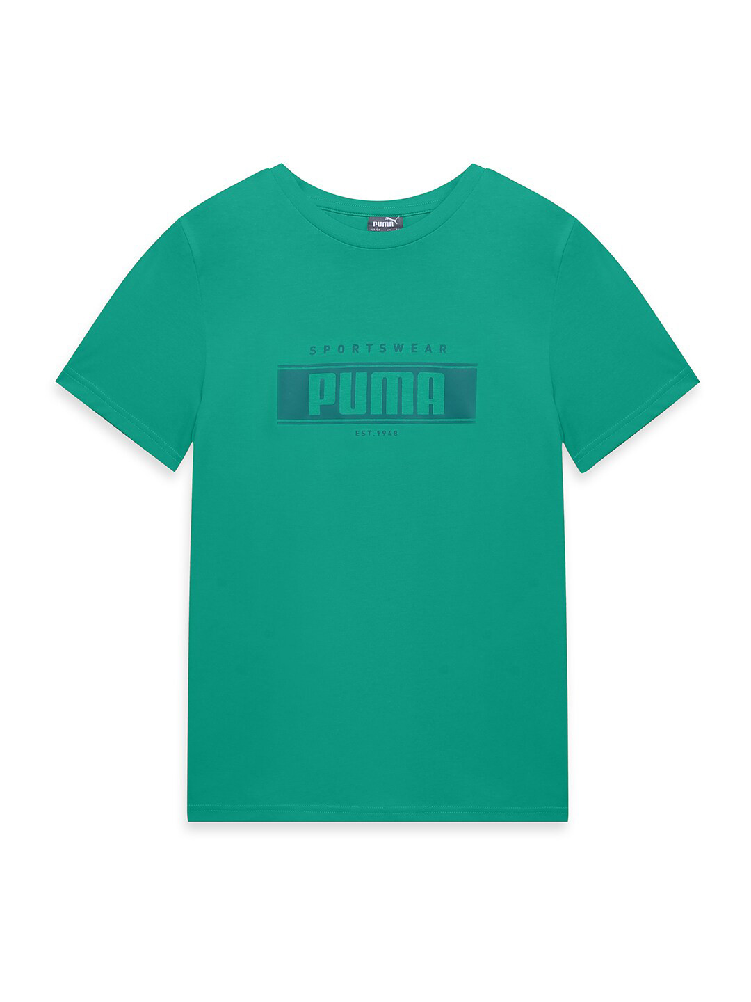 Puma Boys Logo Printed Crew-Neck Regular Fit Cotton T-Shirt