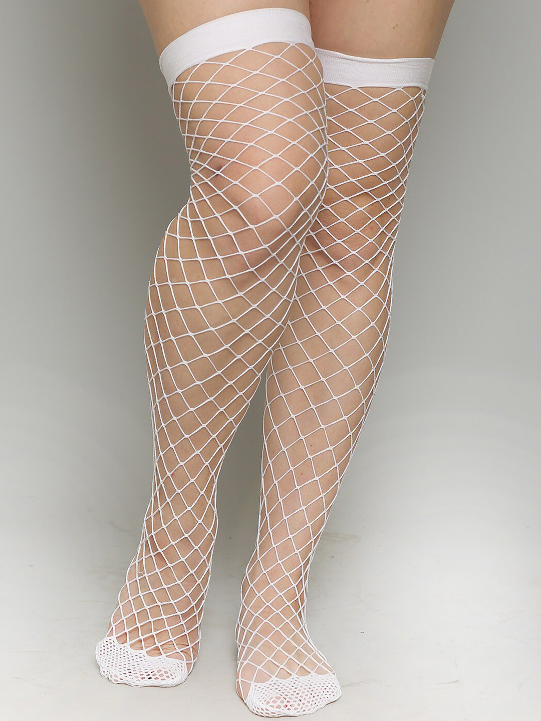 COLOR STYLE Self Design Semi Sheer Lace Up Thigh High Stockings
