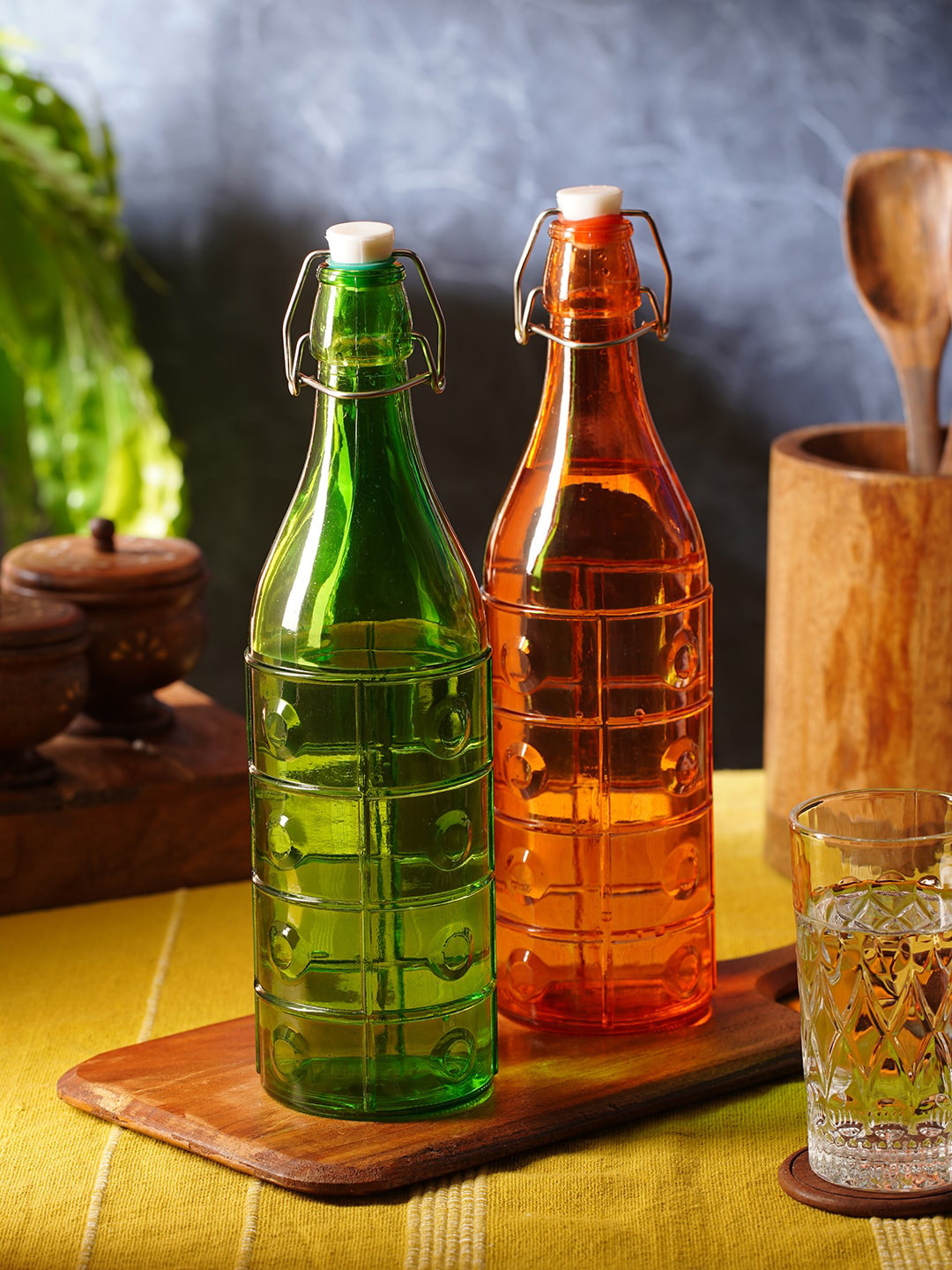 CDI Green Solid Glass Spill Proof 2 Piece Water Bottle - 1L