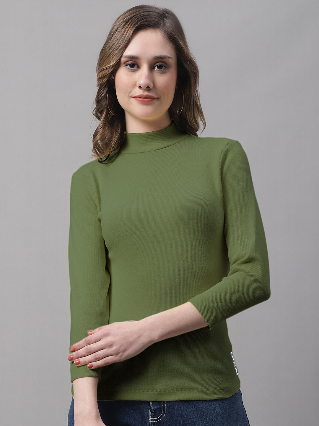 FBAR Navy High Neck Cotton Fitted Top