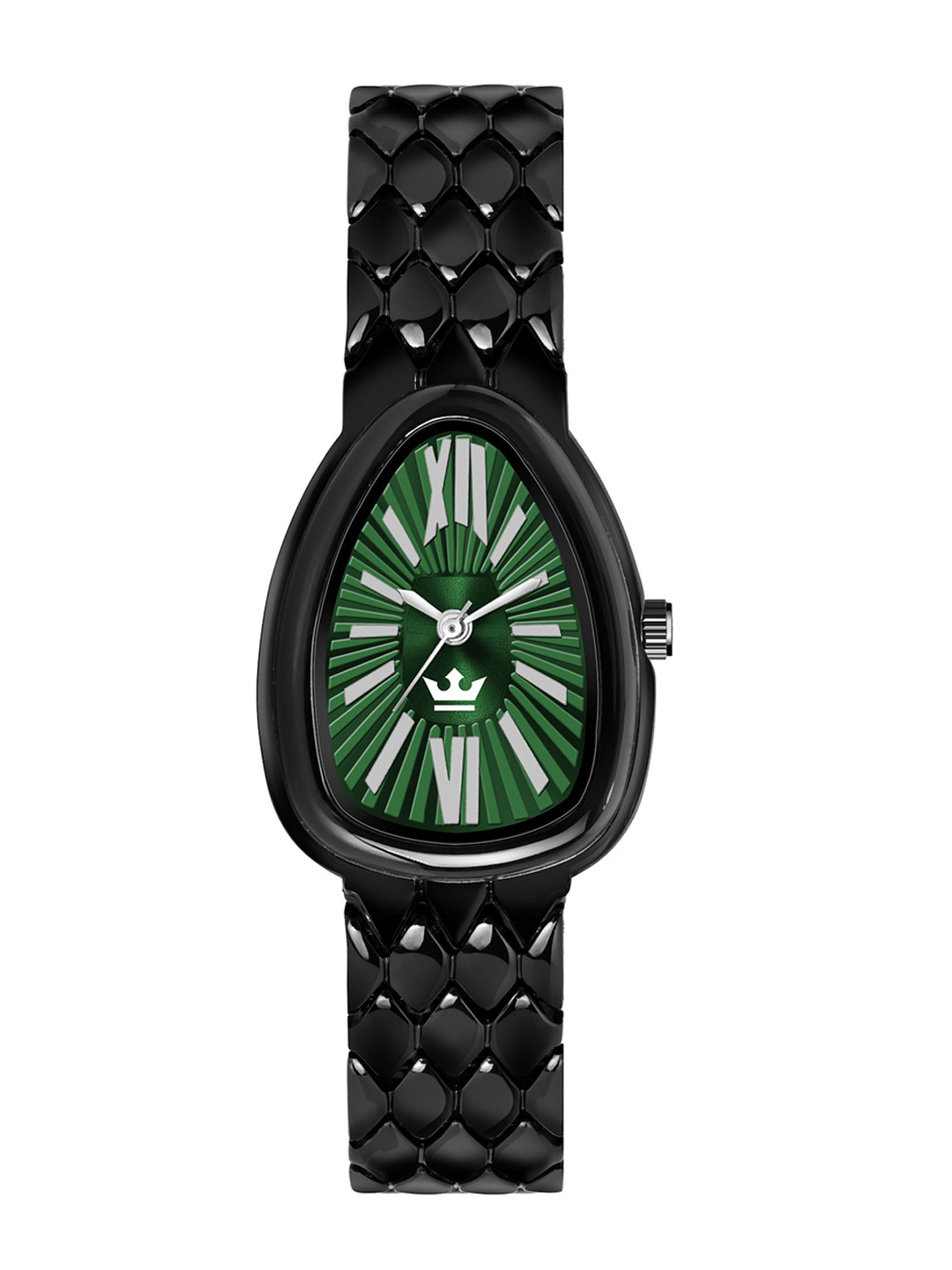CRESTELLO Men Green & Black Bracelet Style Straps Analogue Watch CR-CBR133-GRNBLK