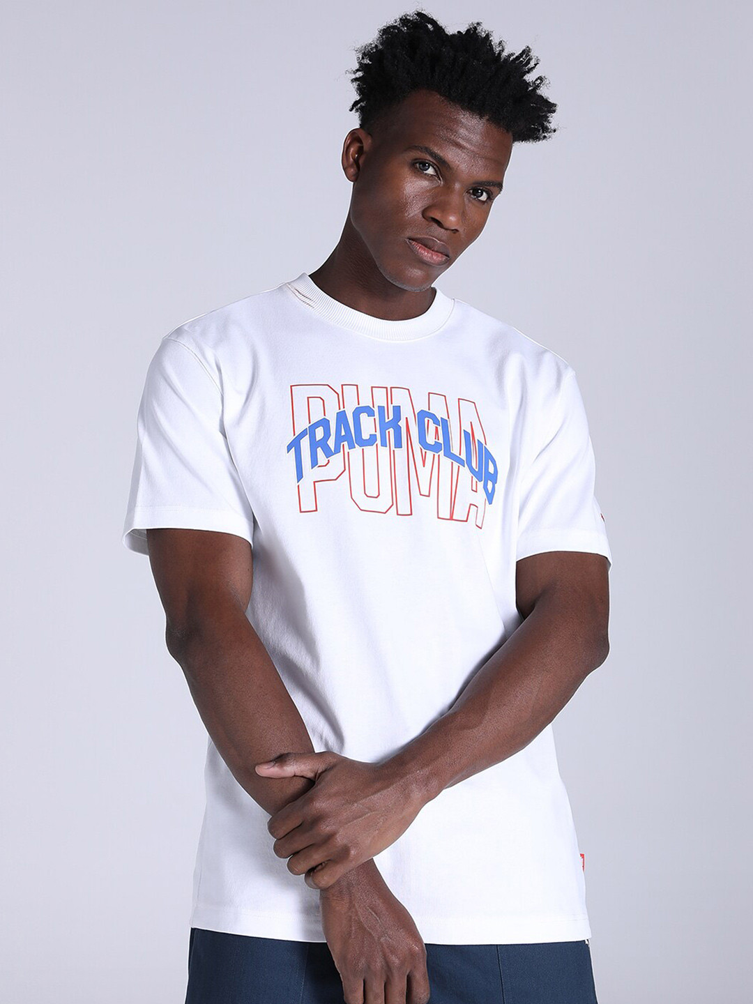 Puma Men Track Meet Graphic Printed Cotton Relaxed Fit T-shirt