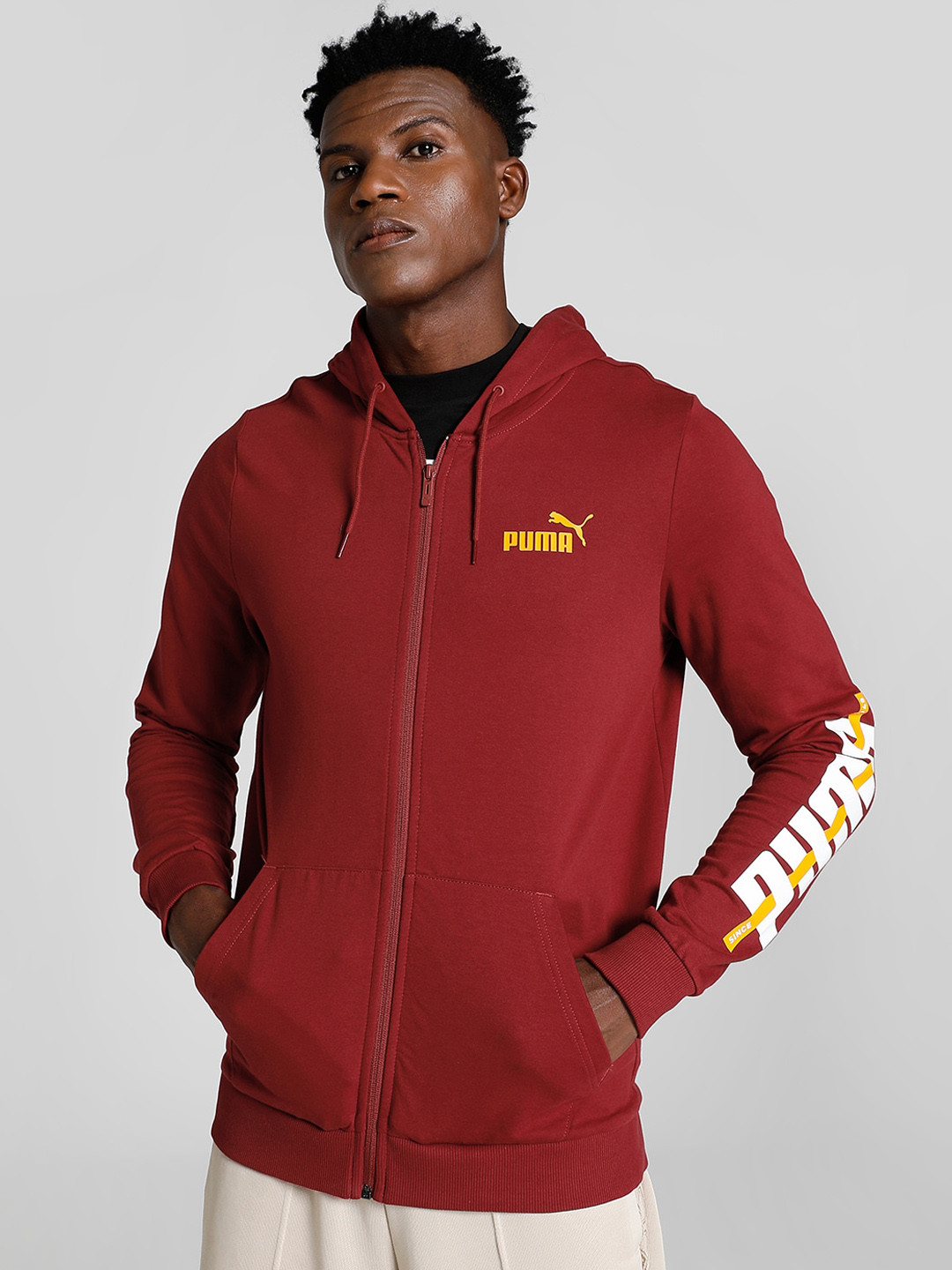 Puma Men Stylized Graphic Outdoor Hooded Front-Open Slim Fit Sweatshirt