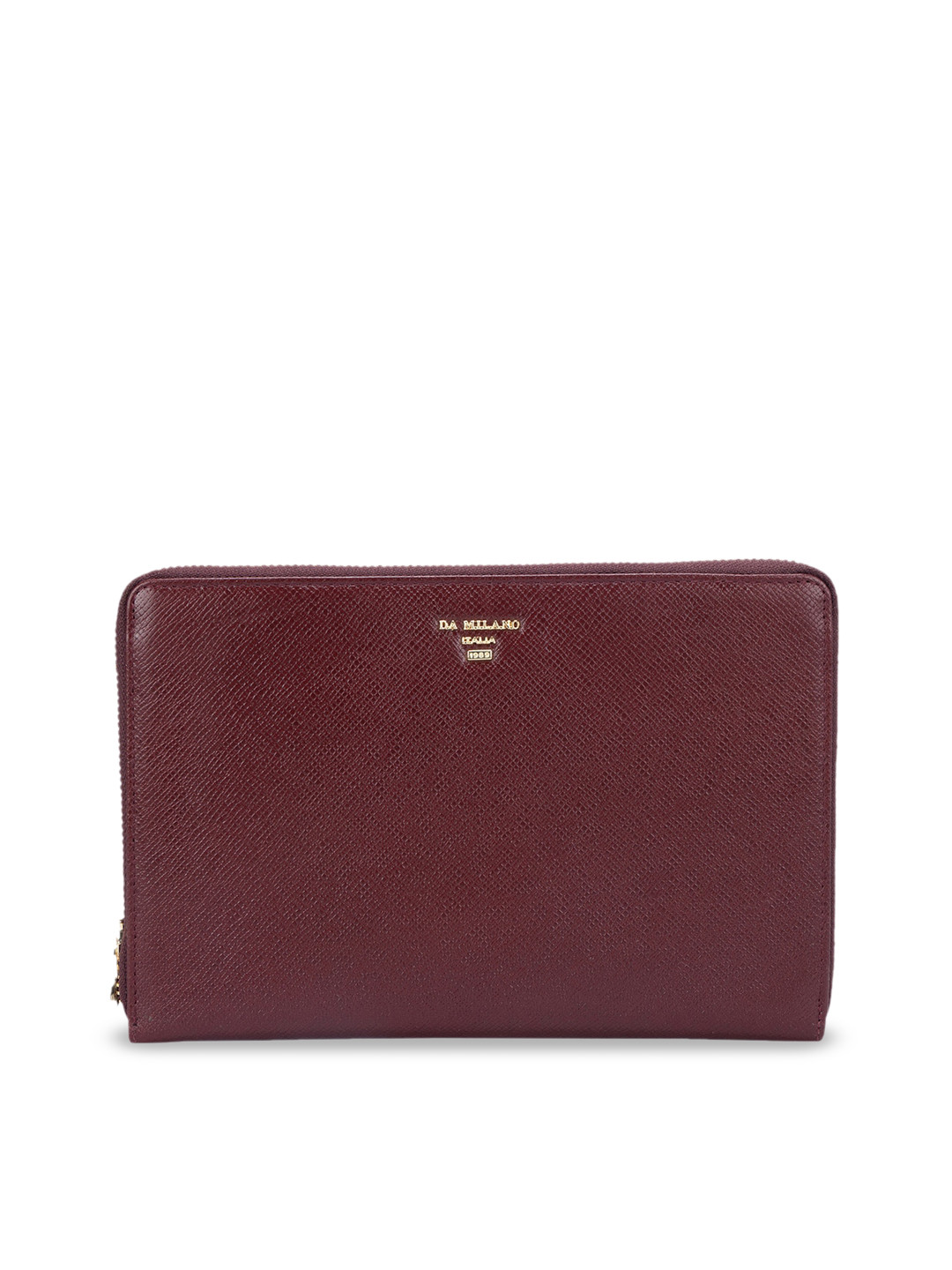 Da Milano Women Abstract Textured Leather Zip Around Wallet