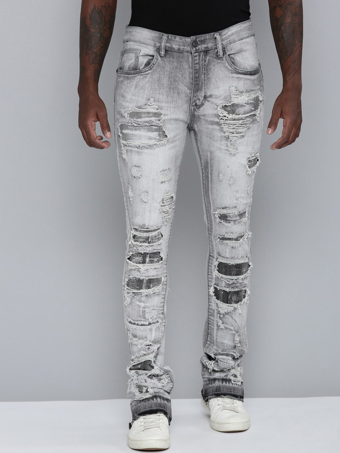 WAIMEA Men Highly Distressed Heavy Fade Stretchable Jeans