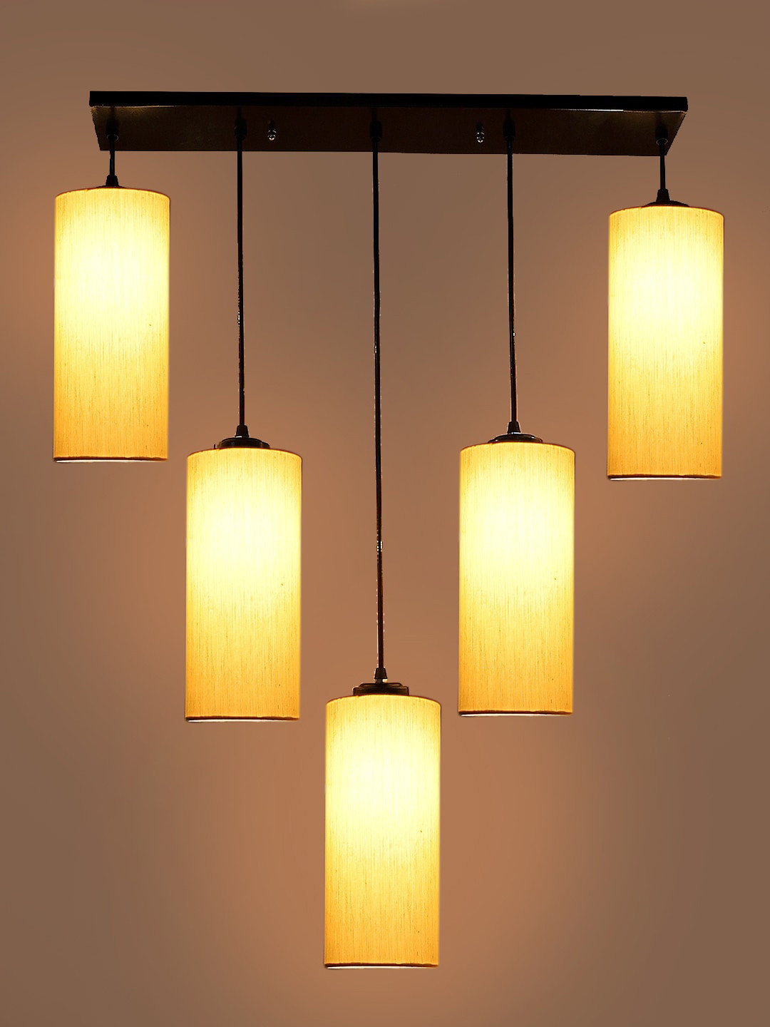 Devansh Hanging Lamp Off-White Cotton Round Quintuple Hanging Lamp