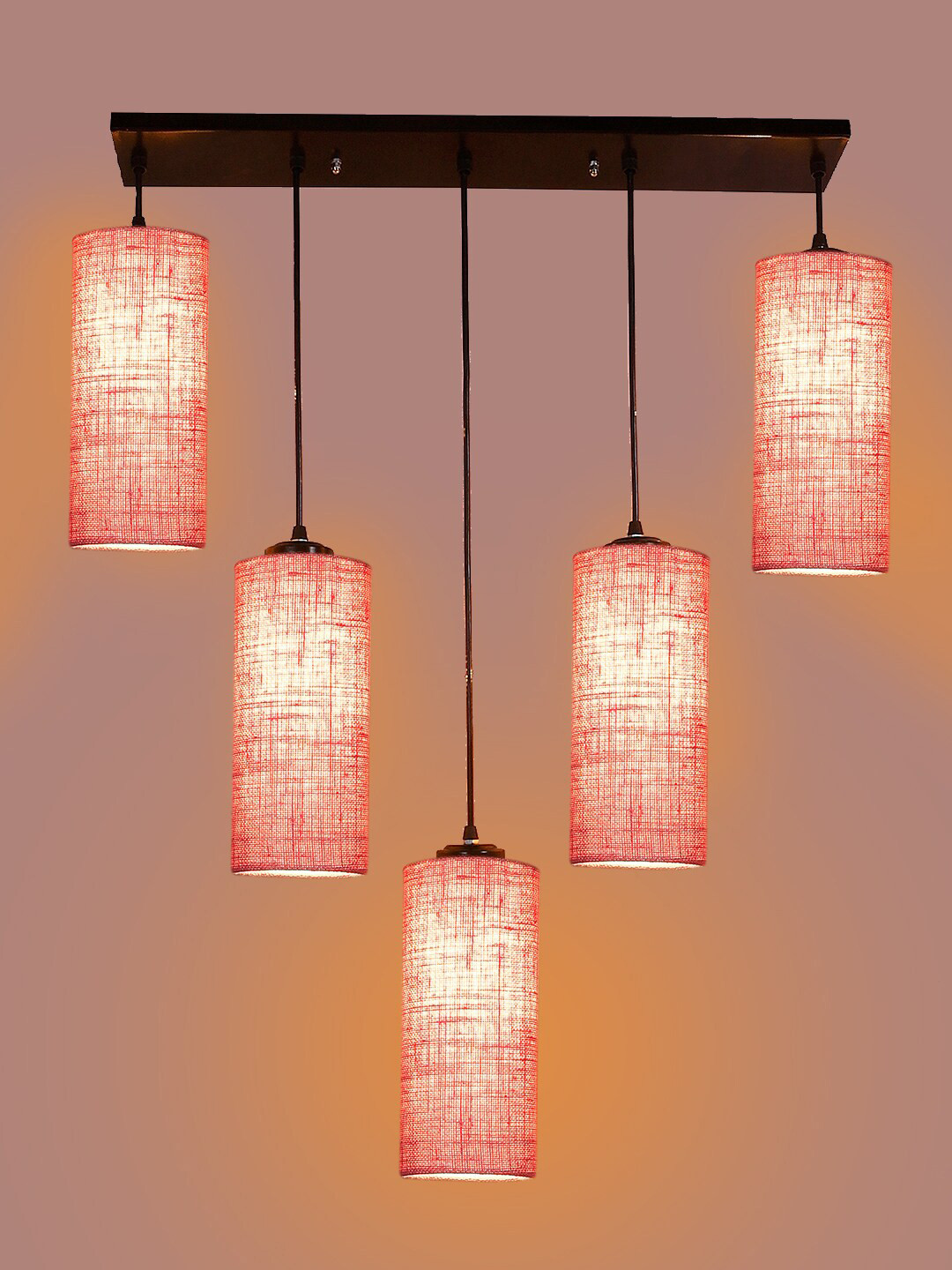 Devansh Jute Round Quintuple Hanging Lamp