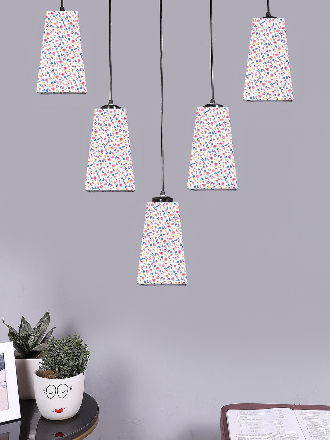 Devansh White 5 Pieces Pyramid Hanging Ceiling Lamp