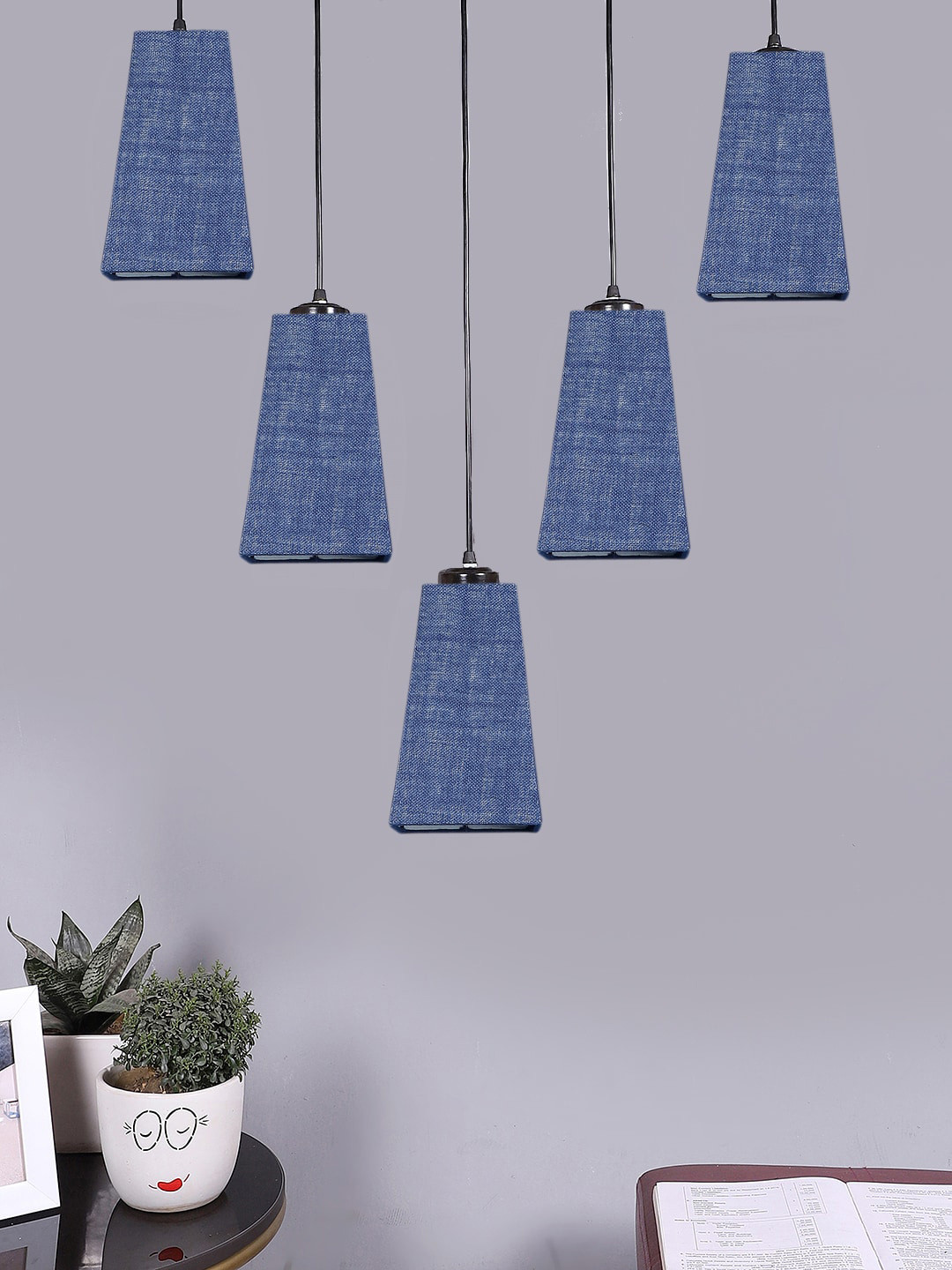 Devansh Blue 5 Pieces Quintuple Hanging Lamps