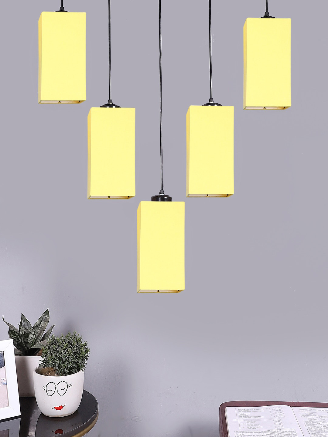 Devansh Yellow Quintuple Hanging Lamps