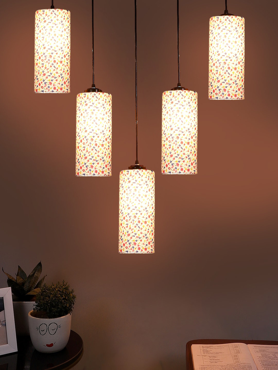 Devansh White 5 Pieces Quintuple Hanging Lamps